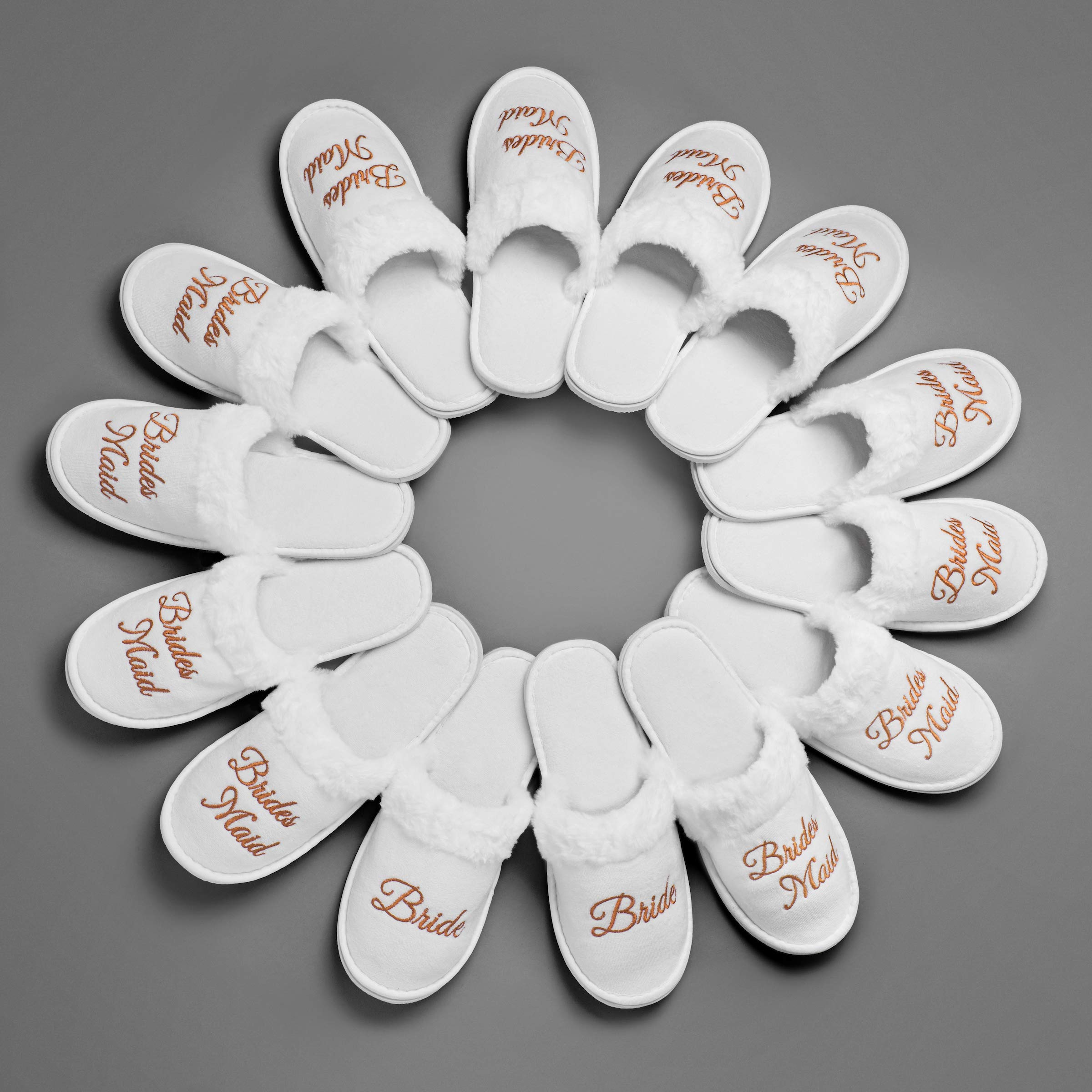 Bride and Bridesmaid Slippers - Fluffy House Slippers for Women | Wedding Shoes for Bride, Bridal Flats, Wifey Slippers | Perfect for Bridesmaid Gifts, Proposal Boxes & Wedding Morning Prep