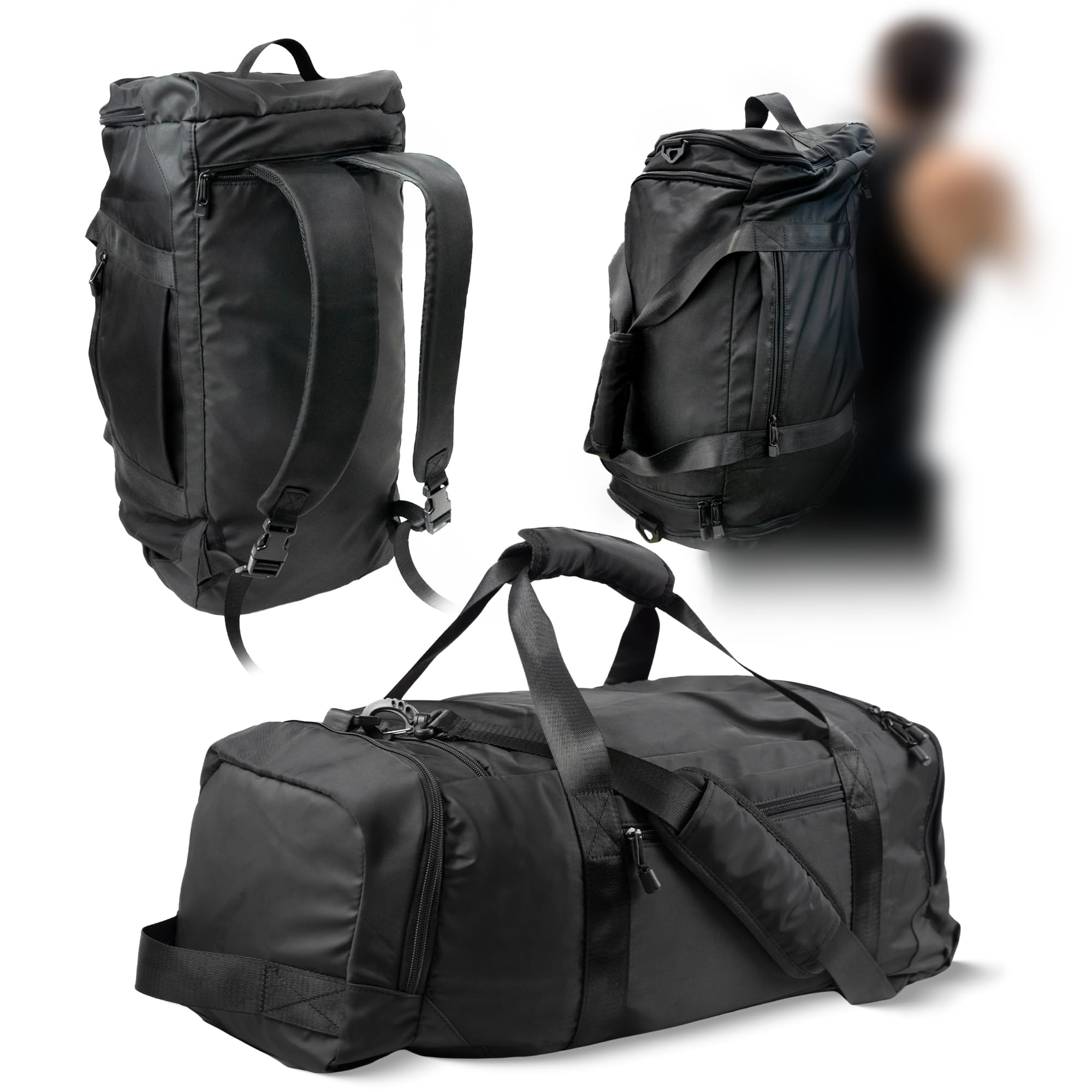 **60L Heavy Duty Gym Duffel Bag Backpack for Men & Women - Water Resistant Workout & Travel Bag with Shoe Compartment, Multiple Pockets & Straps - Perfect for Gym, Sports, Weekend Trips & Outdoor Adventures**
