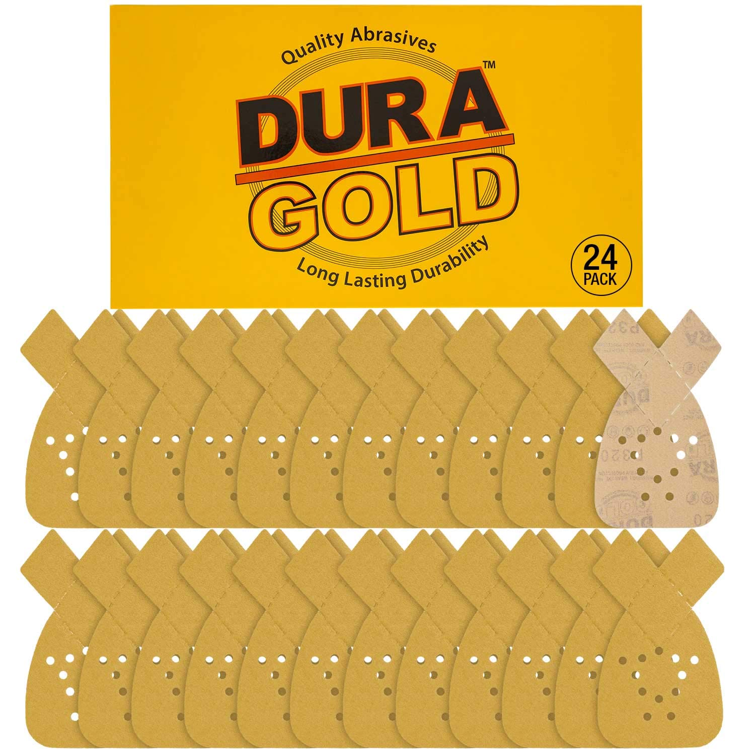 Premium 320 Grit Mouse Detail Sander Sandpaper Sheets - 24-Pack Triangle Hook & Loop Discs for Black & Decker - Woodworking, Auto Body Repair & DIY Craft Projects - Durable Grit for Smooth Finishing
