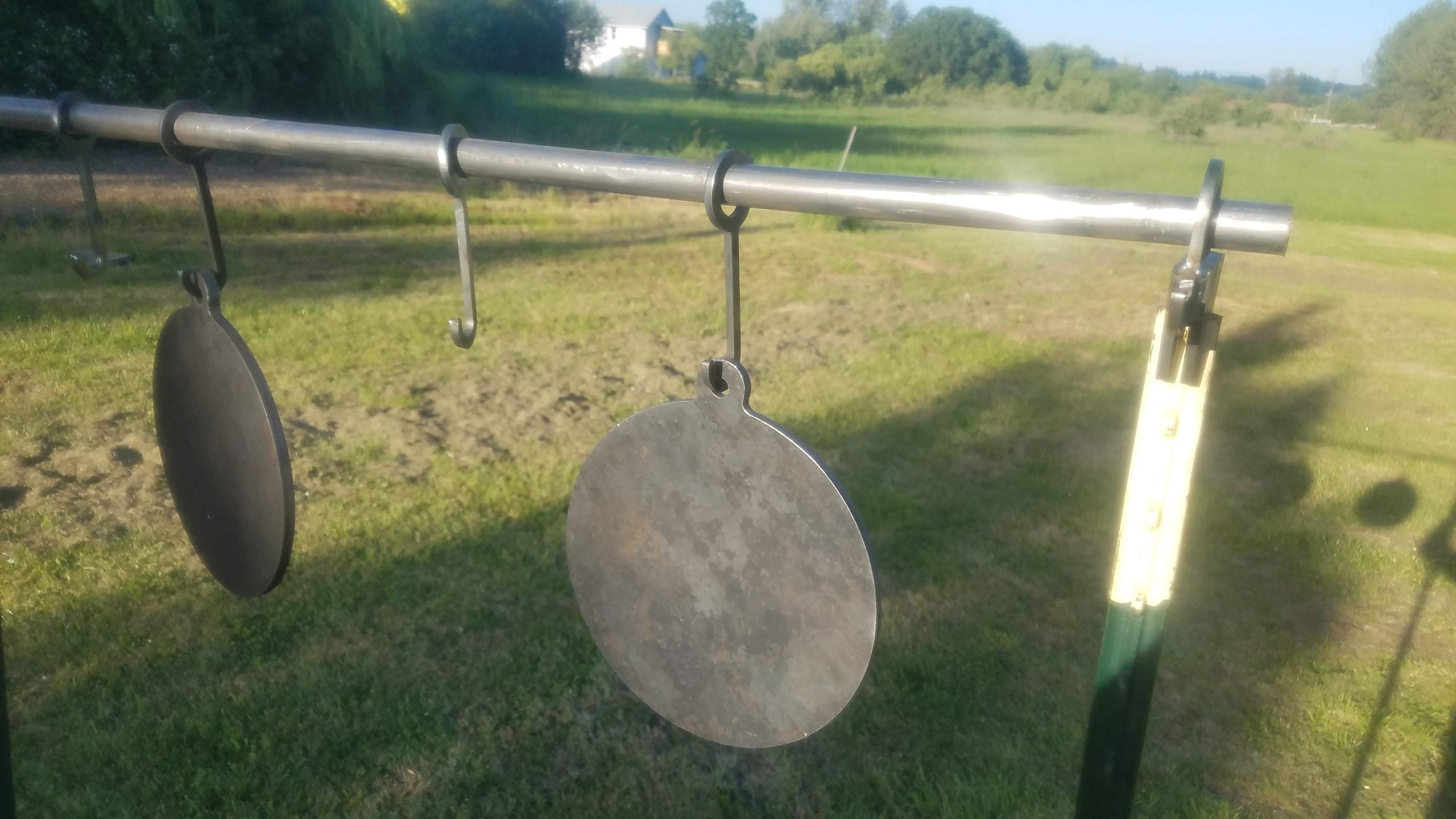 AR 500 Steel T-Post Conduit Target Stand - 4 Pack with 10 Gong Hanger Hooks - Perfect for Shooting Range, Tactical Training & Outdoor Target Practice