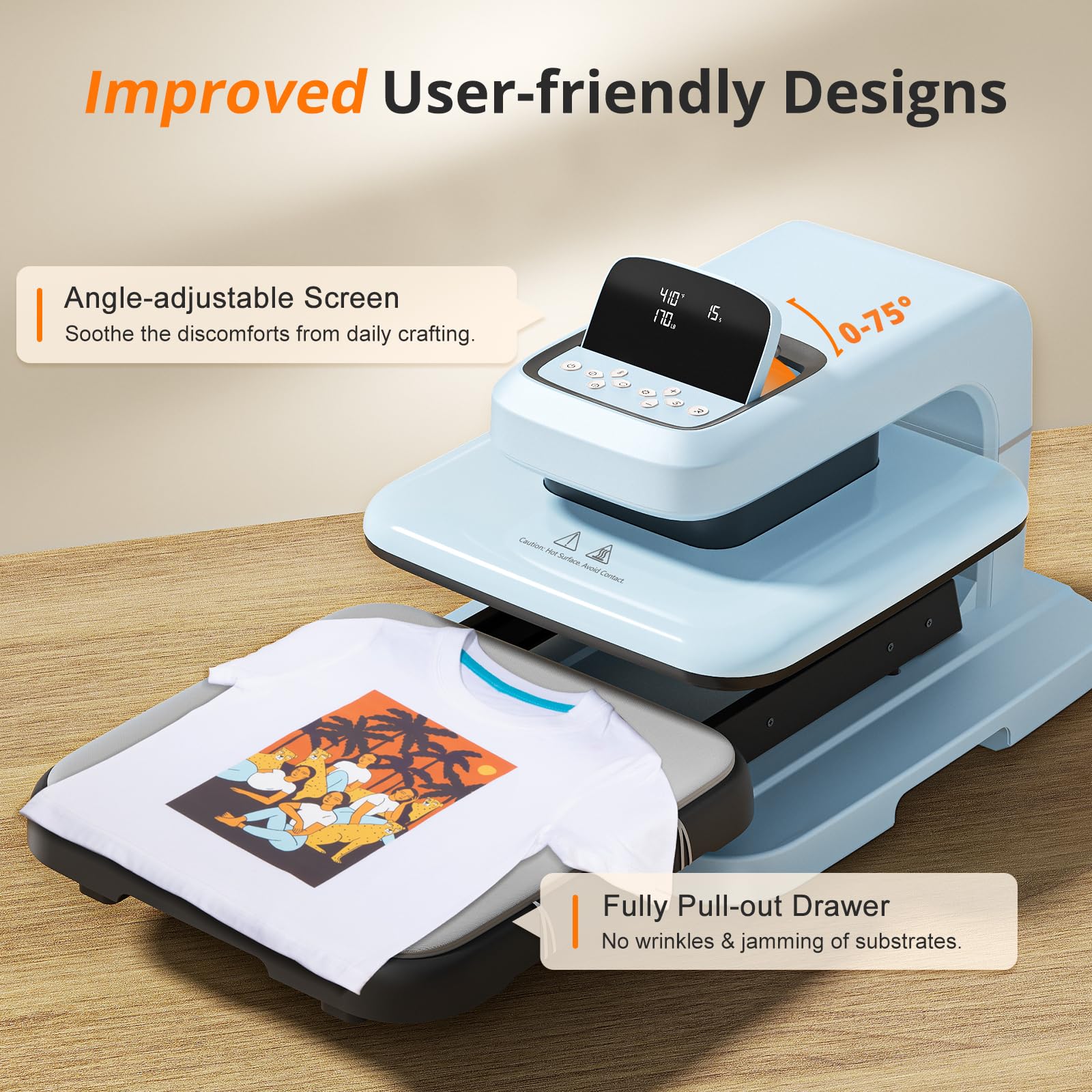 HTVRONT Auto Heat Press 2 - 15x15 Inch Digital Heat Press Machine for T-Shirts, Sublimation, Puff HTV & Heat Transfer Projects | Adjustable Pressure & Taller Heating Height | Fast & Even Heating | Perfect for DIY Crafts, Custom Apparel & Small Business Use