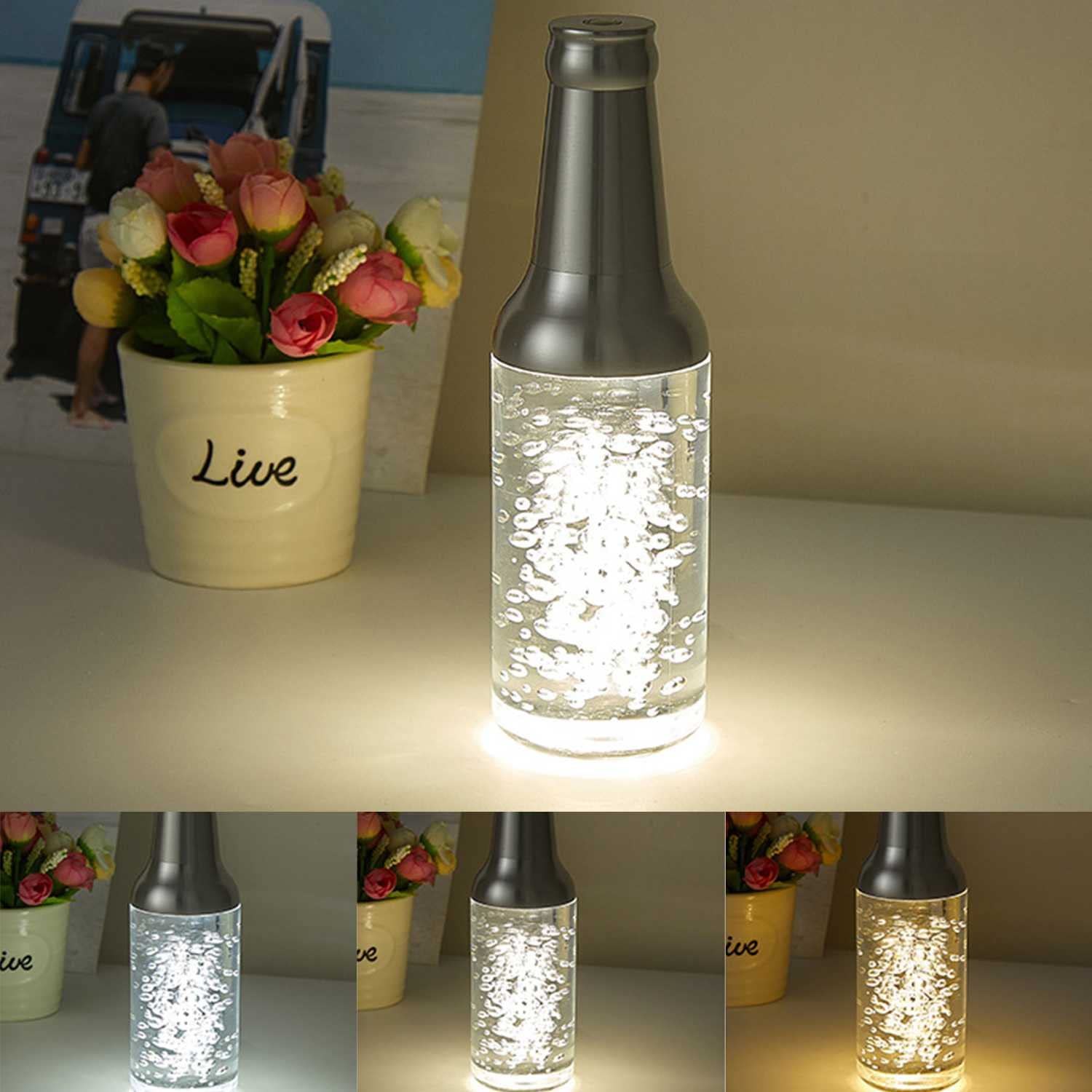 MGUOTP Crystal Table Lamp - 16 Color Changing RGB LED Night Light, USB Rechargeable Portable Cordless Touch Lamp for Bedroom, Living Room, Office Decor | Perfect for Romantic Ambiance, Wedding Decor & Bar Lighting