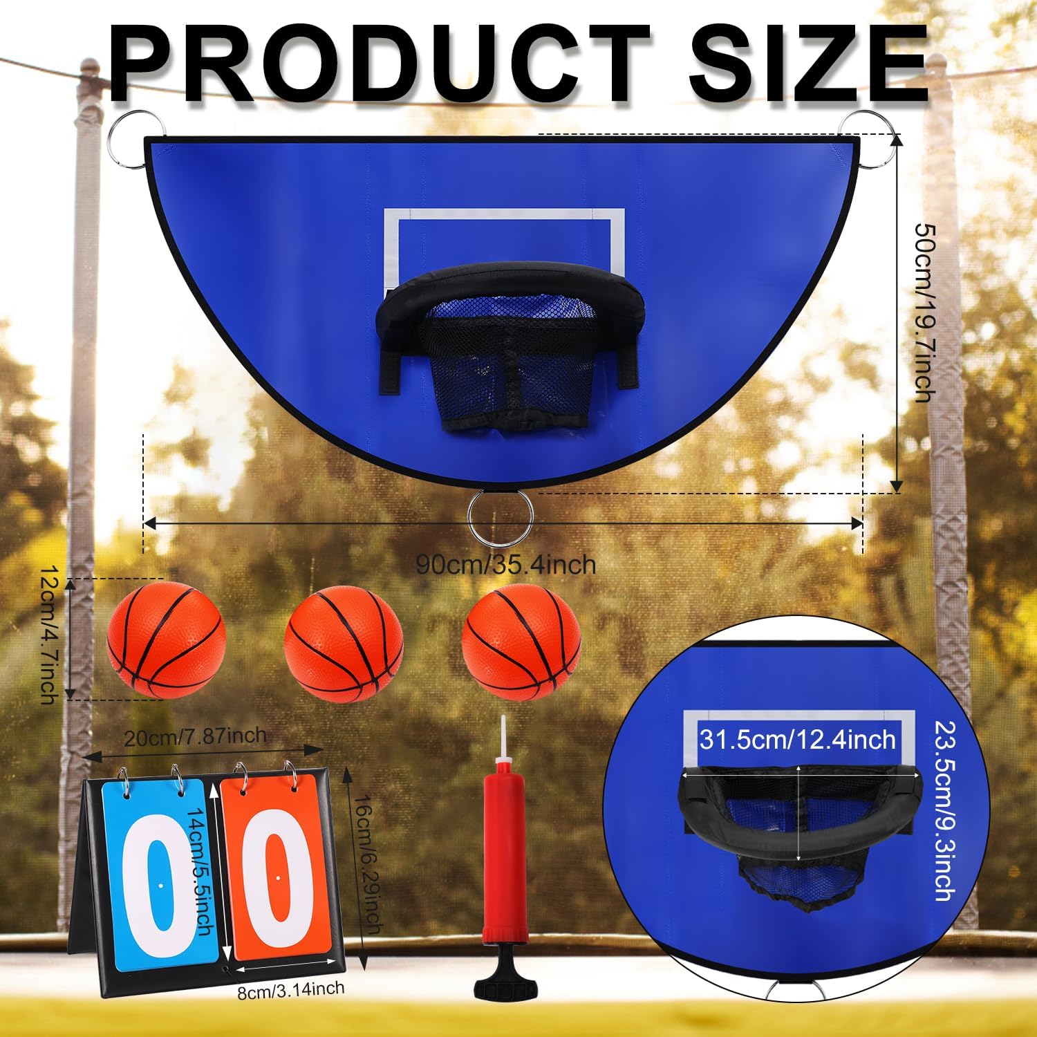 Trampoline Basketball Hoop with Scoreboard - Dunking Accessory for Kids & Adults - Indoor/Outdoor Fun