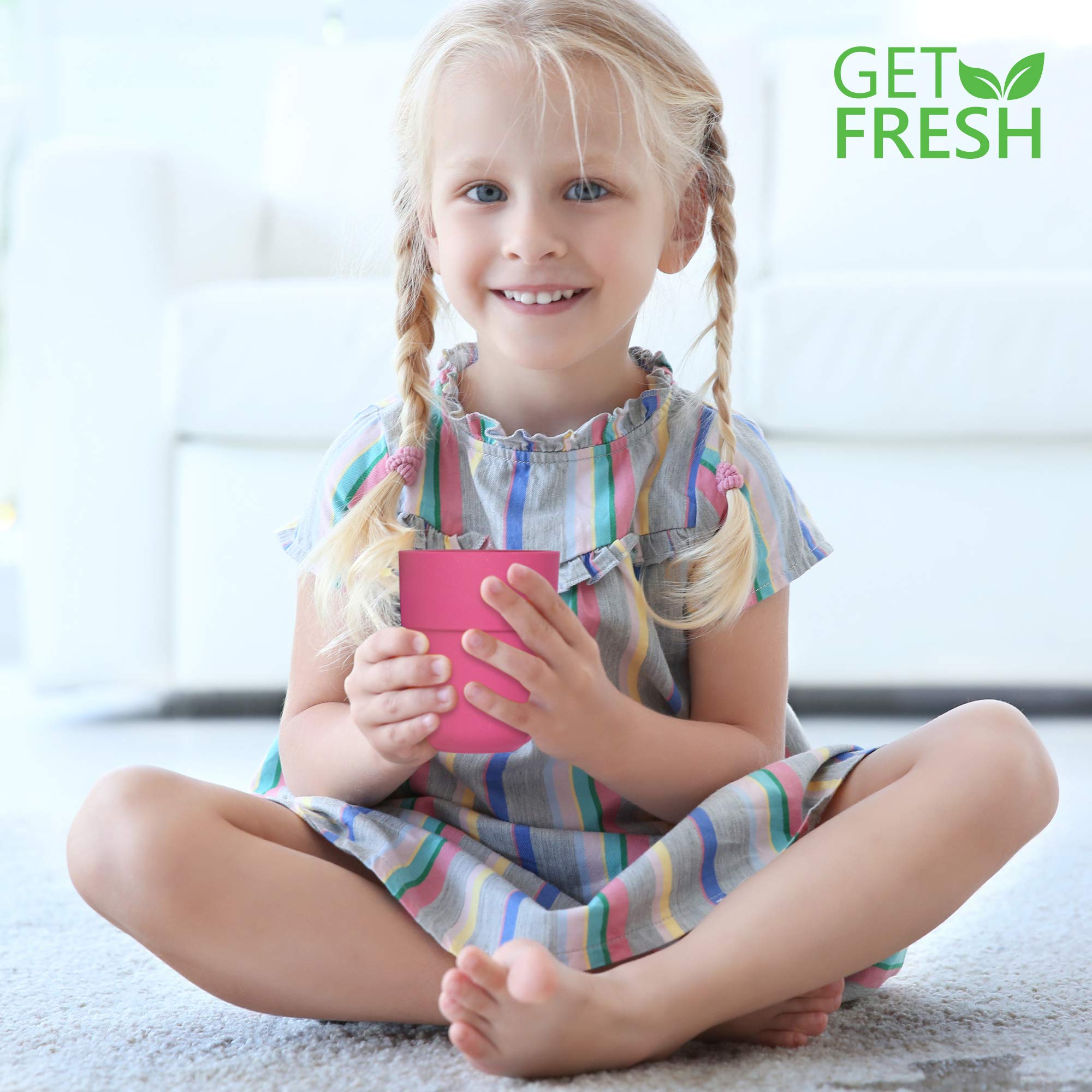 GET FRESH PLA Kids Cups Set – 4-Pack BPA-Free & Melamine-Free Dinner Cups for Toddlers & Children – Microwave & Dishwasher Safe Stackable PLA Children's Dinnerware – Reusable Kids Tumblers for Juice, Milk & Water – Perfect for Home, School & Travel Use