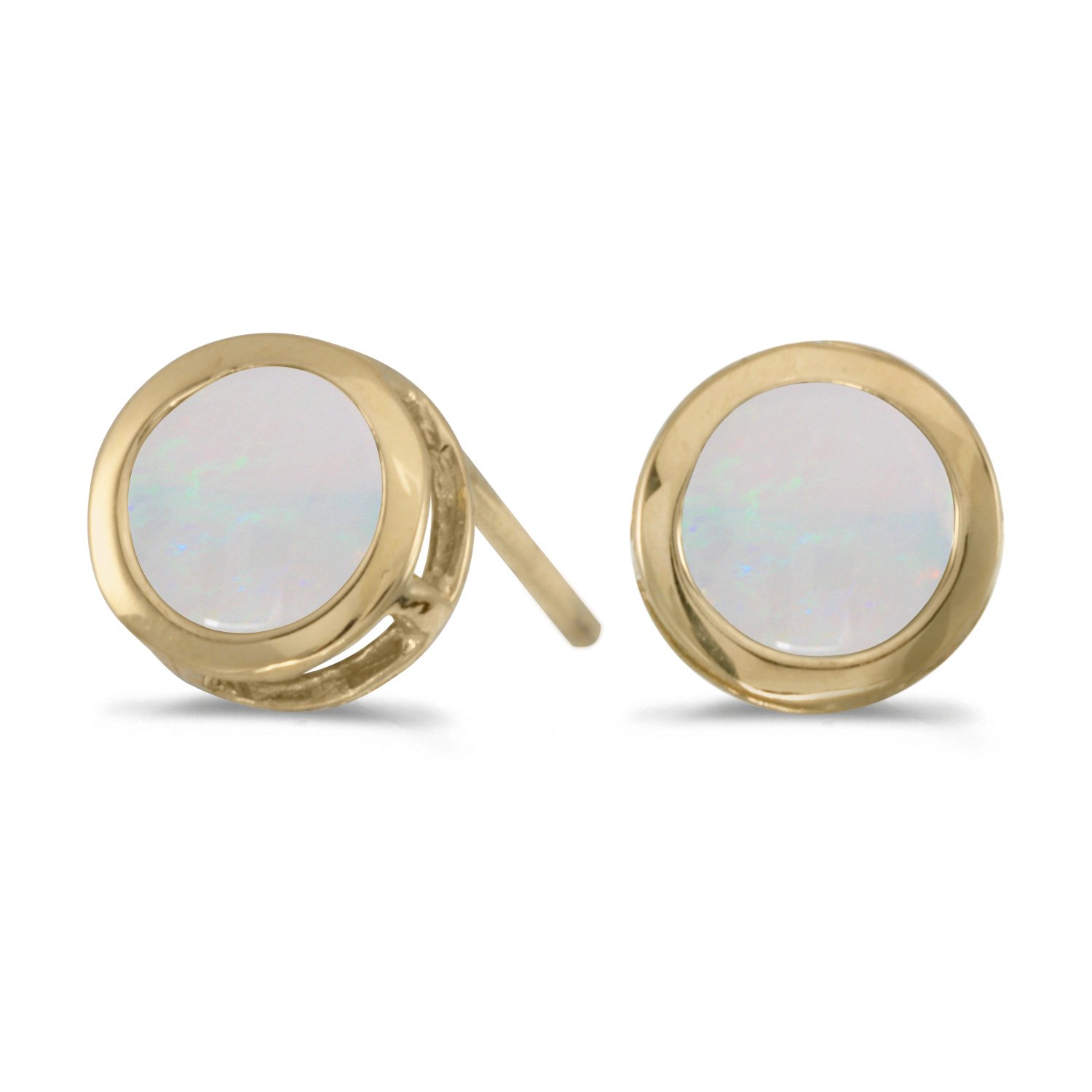 14K Yellow Gold Round Opal Stud Earrings for Women - 5mm Leverback Petite Earrings (0.38 ct) - Perfect for Everyday Wear, Gifts & Special Occasions