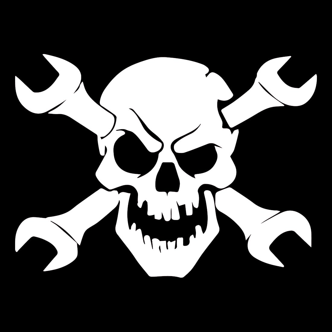 Premium Skull Mechanic Wrench Vinyl Decal Stickers (Set of 2) - Waterproof Durable Stickers for Laptop, Phone, Helmet, Car Window, Bumper, Mug, Cup, Door & Wall Decoration - Perfect for DIY Projects, Personalizing Gifts & Adding Style to Your Belongings
