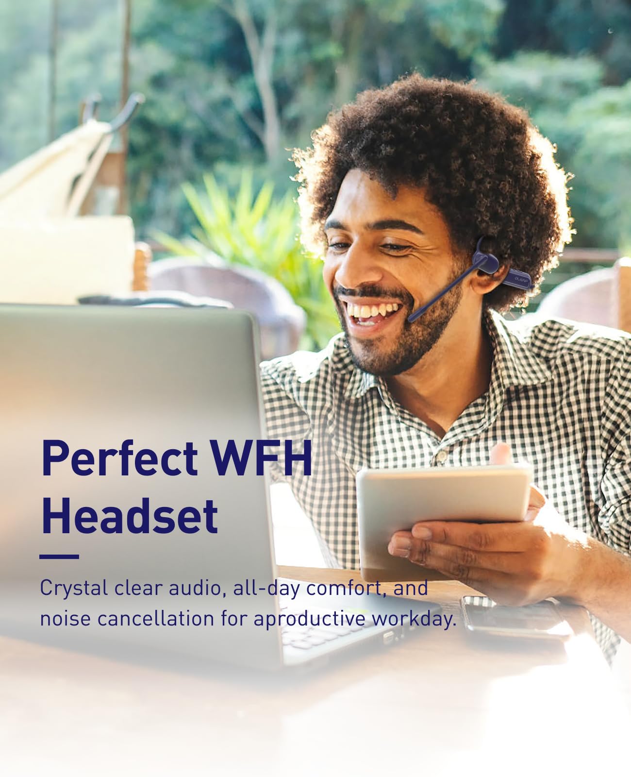 Pilot P200b Pro Wireless Bluetooth Headset with Microphone - 50dB ENC Noise Cancelling for Work, WFH, Mobile Office & Meetings | Computer Headphone for Clear Calls & Online Conferences