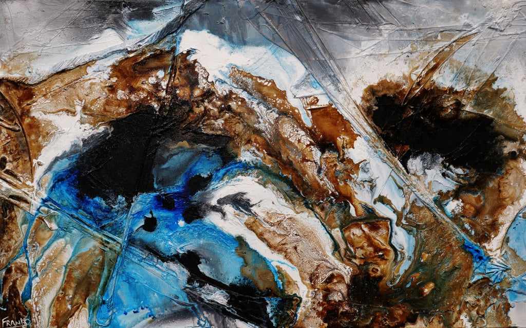 Blue Russian 160cm x 100cm Abstract Textured Painting - Rust Blue Artwork for Living Room, Bedroom & Office Wall Decor