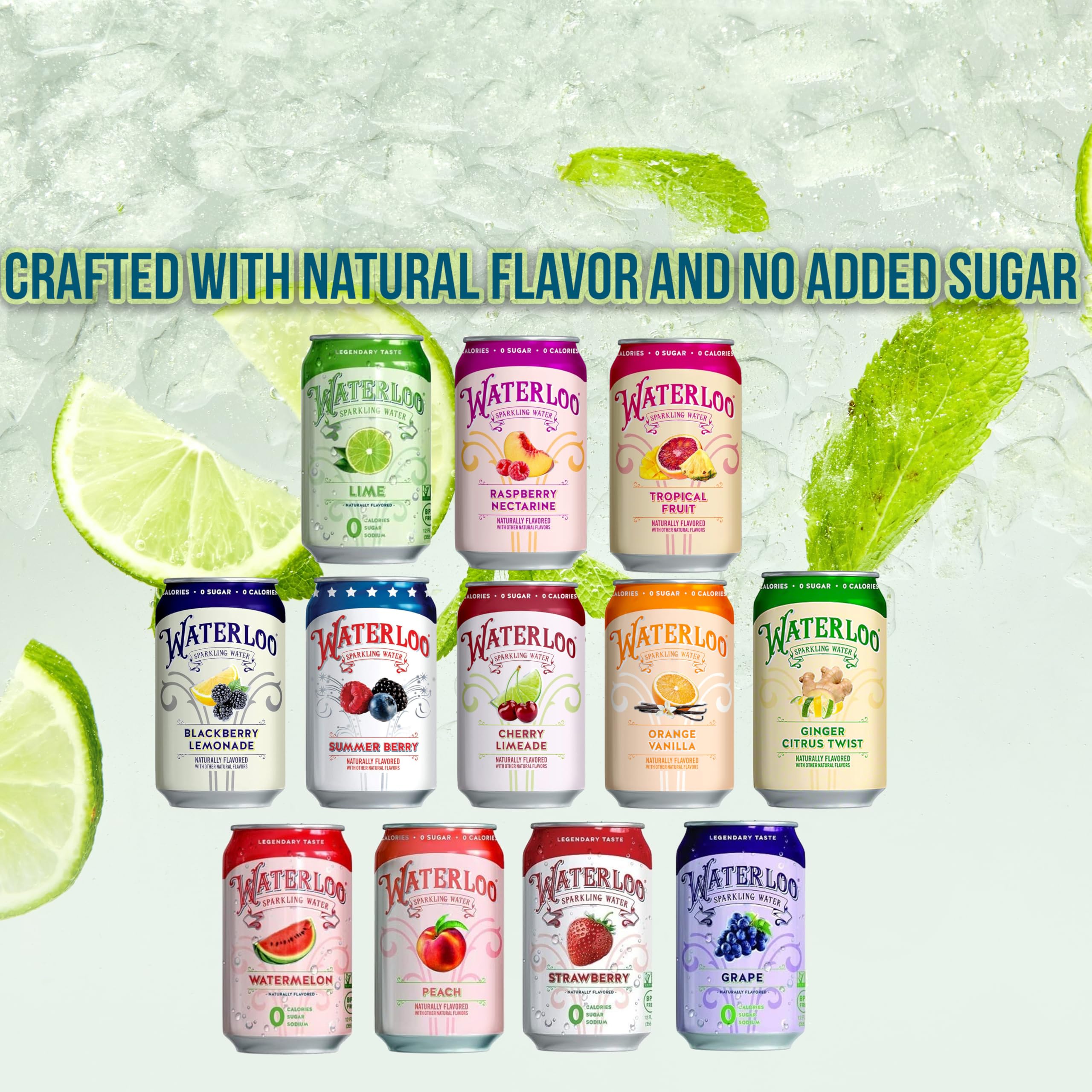 Waterloo Sparkling Water Variety Pack - 12 Sugar-Free Flavored Sparkling Water Cans (12 Fl Oz) | Perfect for Hydration, Parties & Healthy Refreshment