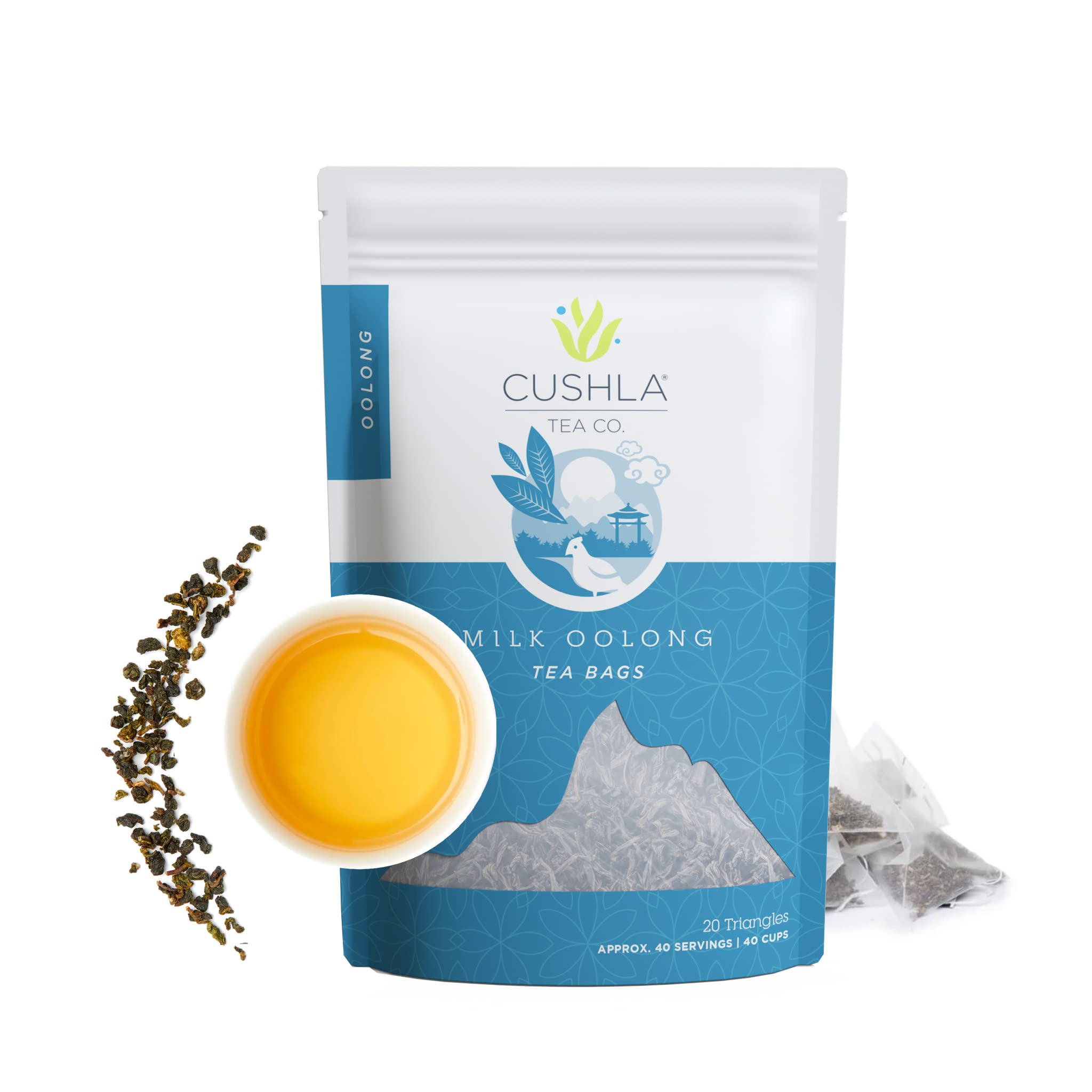 Premium Taiwanese High Mountain Milk Oolong Tea Bags - Aromatic Xin Qing Jinxuan Oolong Loose Leaf Tea - 20 Count (Makes 40 Cups) - Perfect for Afternoon Tea, Office Break or Relaxing Evening at Home