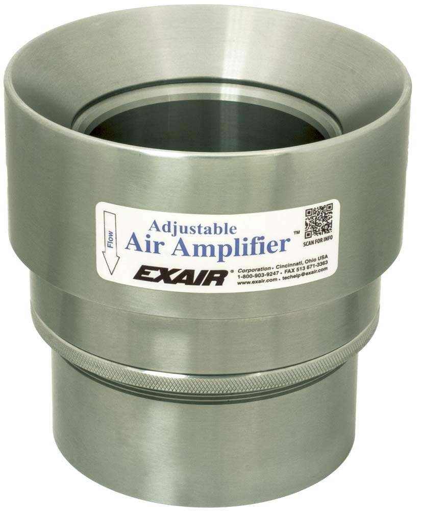 EXAIR 6034 4 Inch Adjustable Air Amplifier - High Efficiency Industrial Airflow Booster for Ventilation, Cooling & Drying Applications