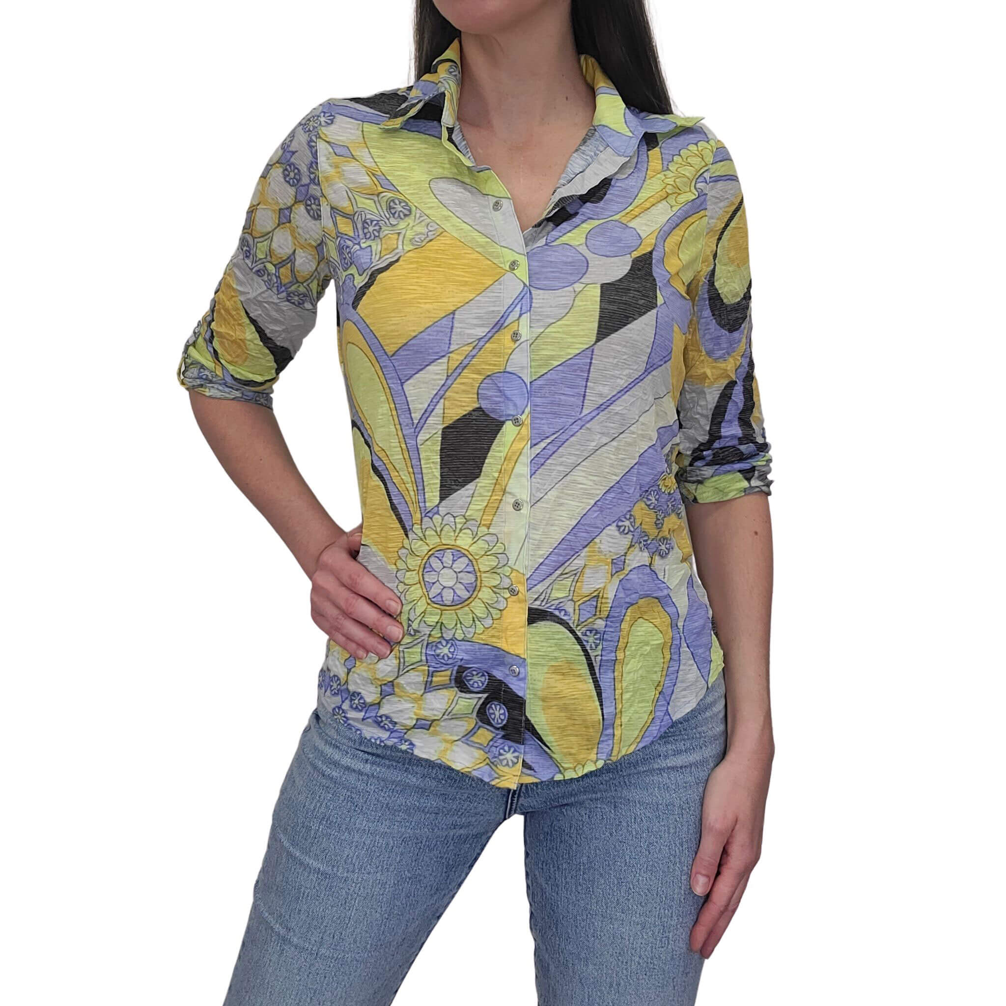 David Cline Roll Up Sleeve Top for Women - Stylish Casual Short Sleeve Shirt with Button Detail | Perfect for Summer Outfits, Beach Wear & Everyday Fashion