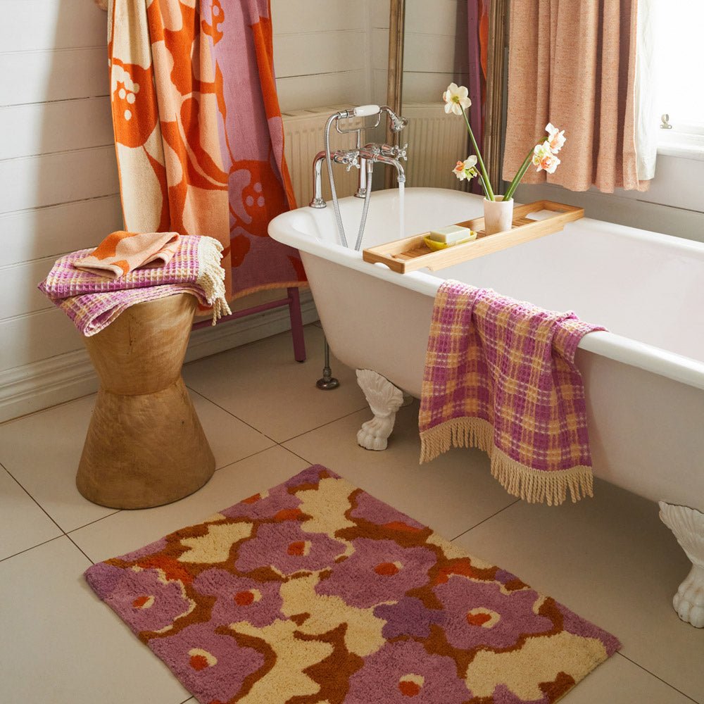 Filton Floral Bath Mat - Soft Absorbent Non-Slip Bathroom Rug with Floral Design - Perfect for Bathroom, Shower, and Vanity Areas