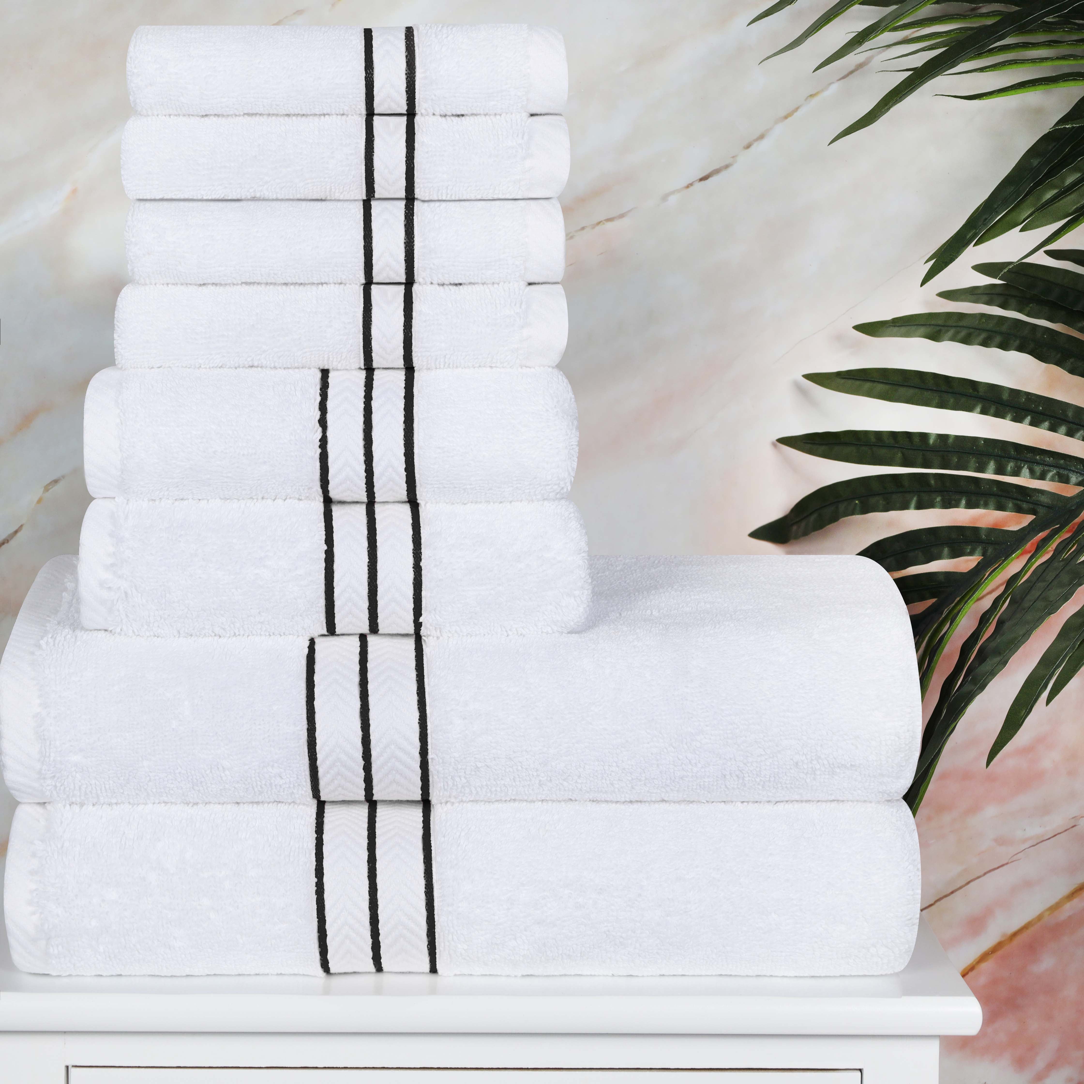 Premium Turkish Cotton 8-Piece Ultra Plush Bath Towel Set - Super Absorbent, Soft & Luxurious for Spa, Bathroom, and Beach Use