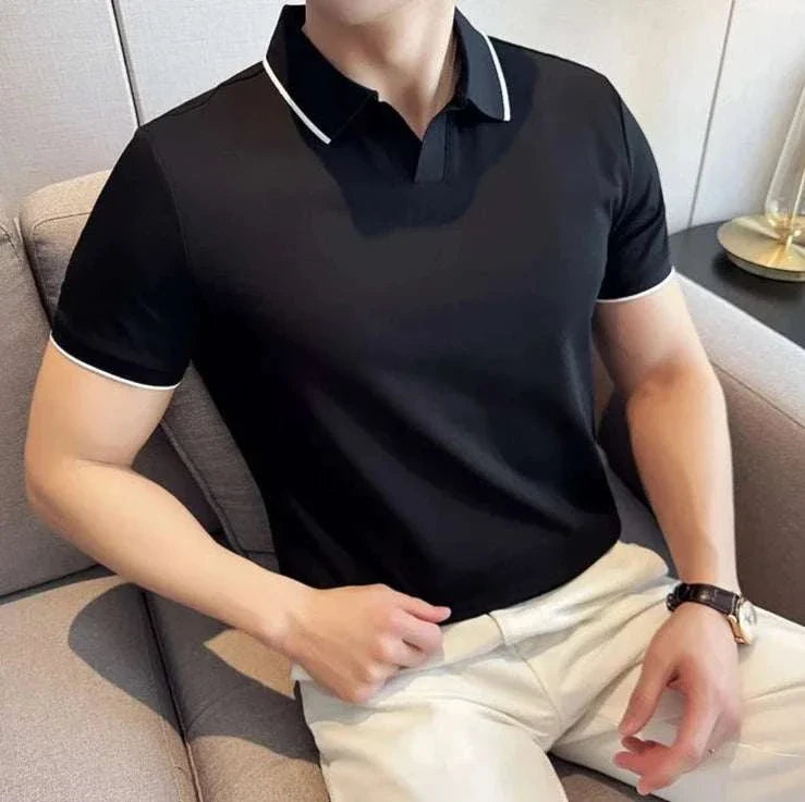 British Slim Fit Summer Polo Shirt for Men - Breathable Cotton Casual Short Sleeve Tee - Perfect for Golf, Office & Outdoor Activities
