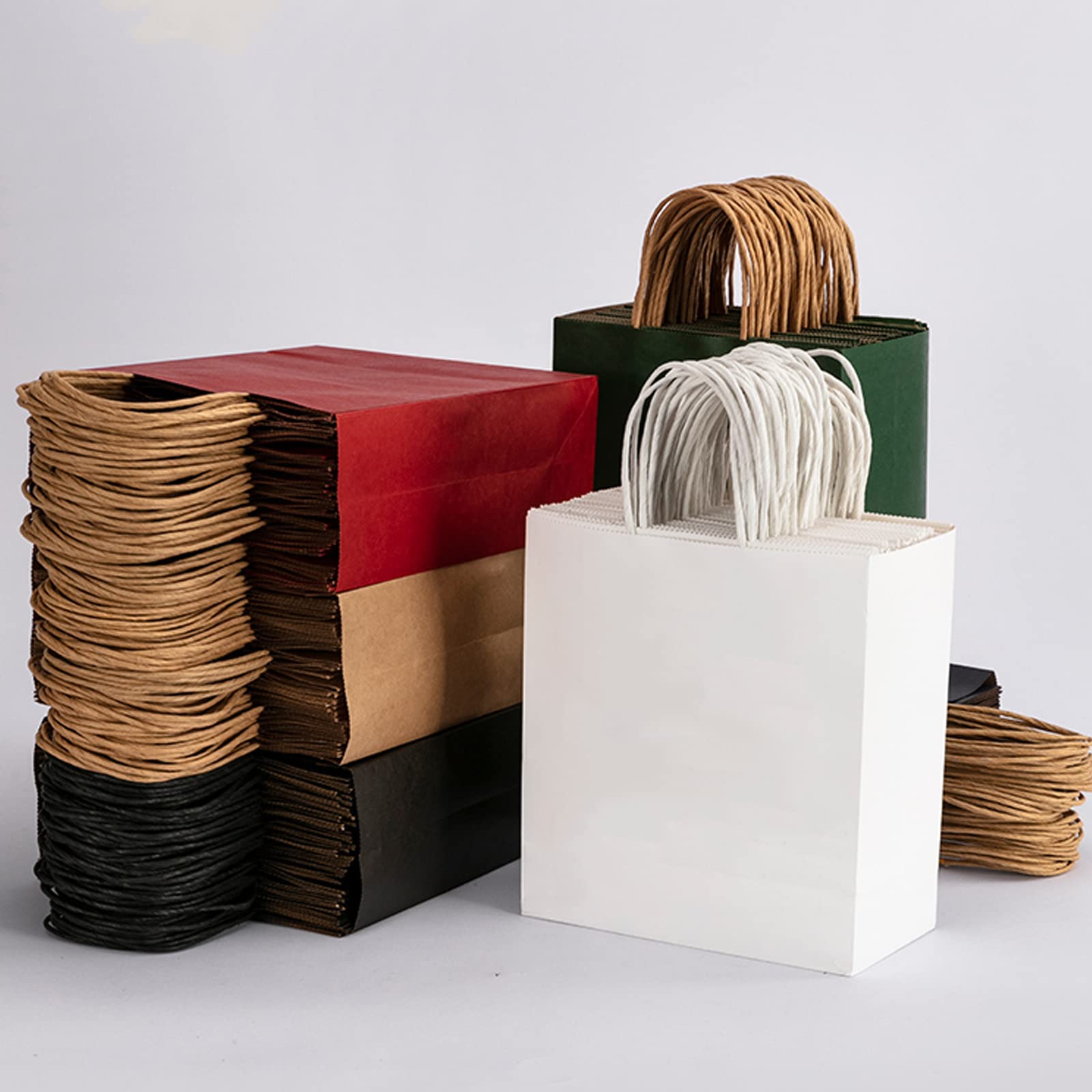 50 Pcs Kraft Paper Bags with Handles - Eco-Friendly Brown Shopping Bags for Retail Stores, Grocery Packaging & Takeout - 10.6x3x8 Inches - Perfect for Restaurants, Kids Parties, Holiday Gifts & Boutique Packaging