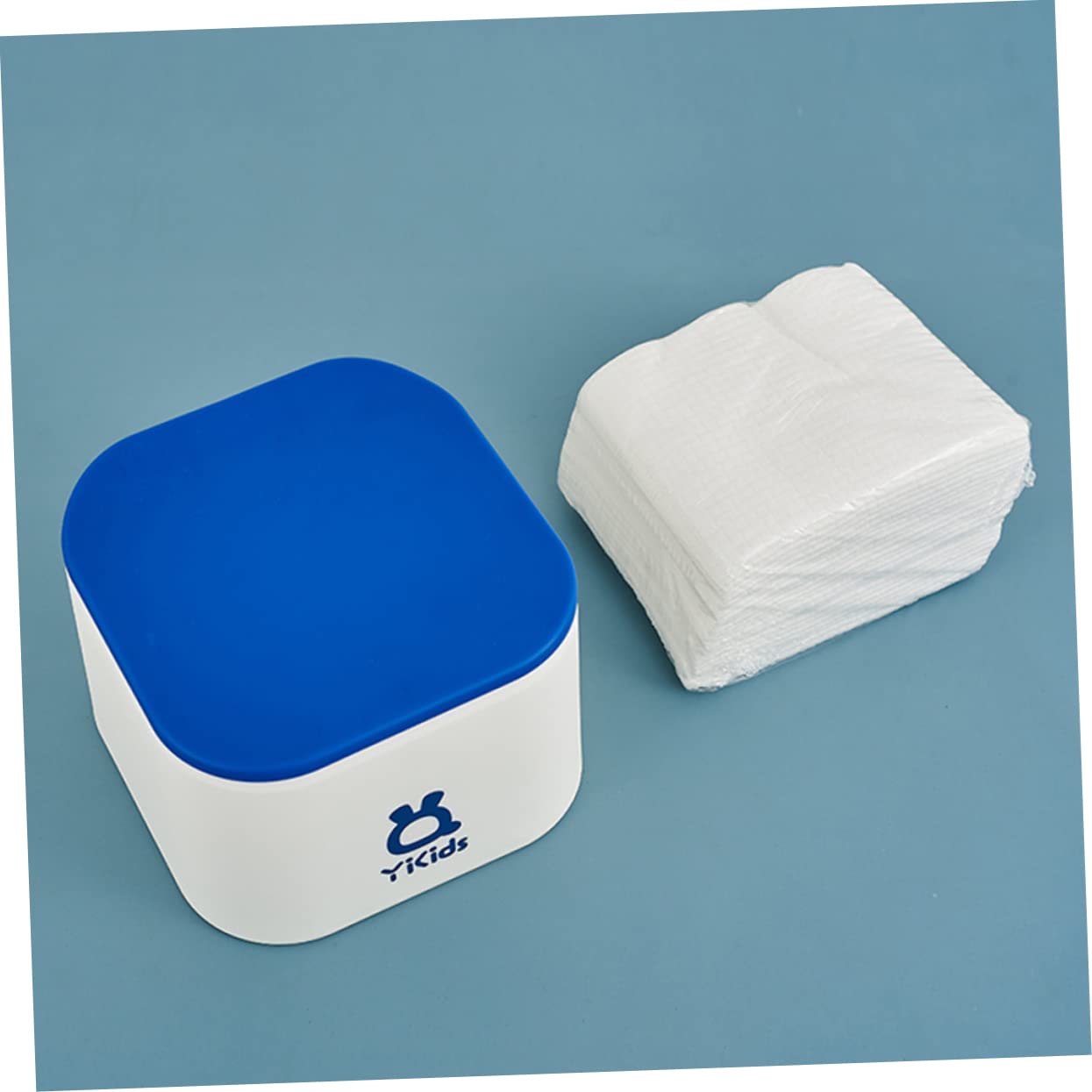 PRETYZOOM Desktop Storage Box - Refillable Wet Wipes Dispenser Case with PP Blue Design | Perfect for Office, Baby Care & Travel Organization