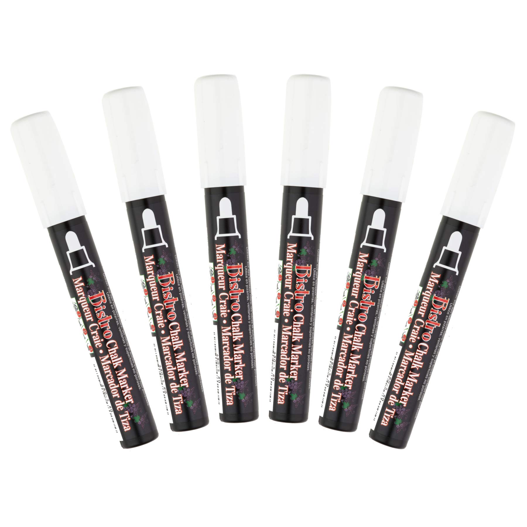 Uchida of America White Broad Tip Chalk Marker Set - 6 Pack for Chalkboards, Windows, Signs & DIY Crafts
