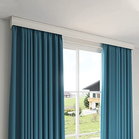 Zshine 3-in-1 Curtain Track System - Double Rail with Pelmet for Ceiling Mount - 9.8ft White - Perfect for Living Room & Bedroom Window Treatments | Home Decor & Room Dividers