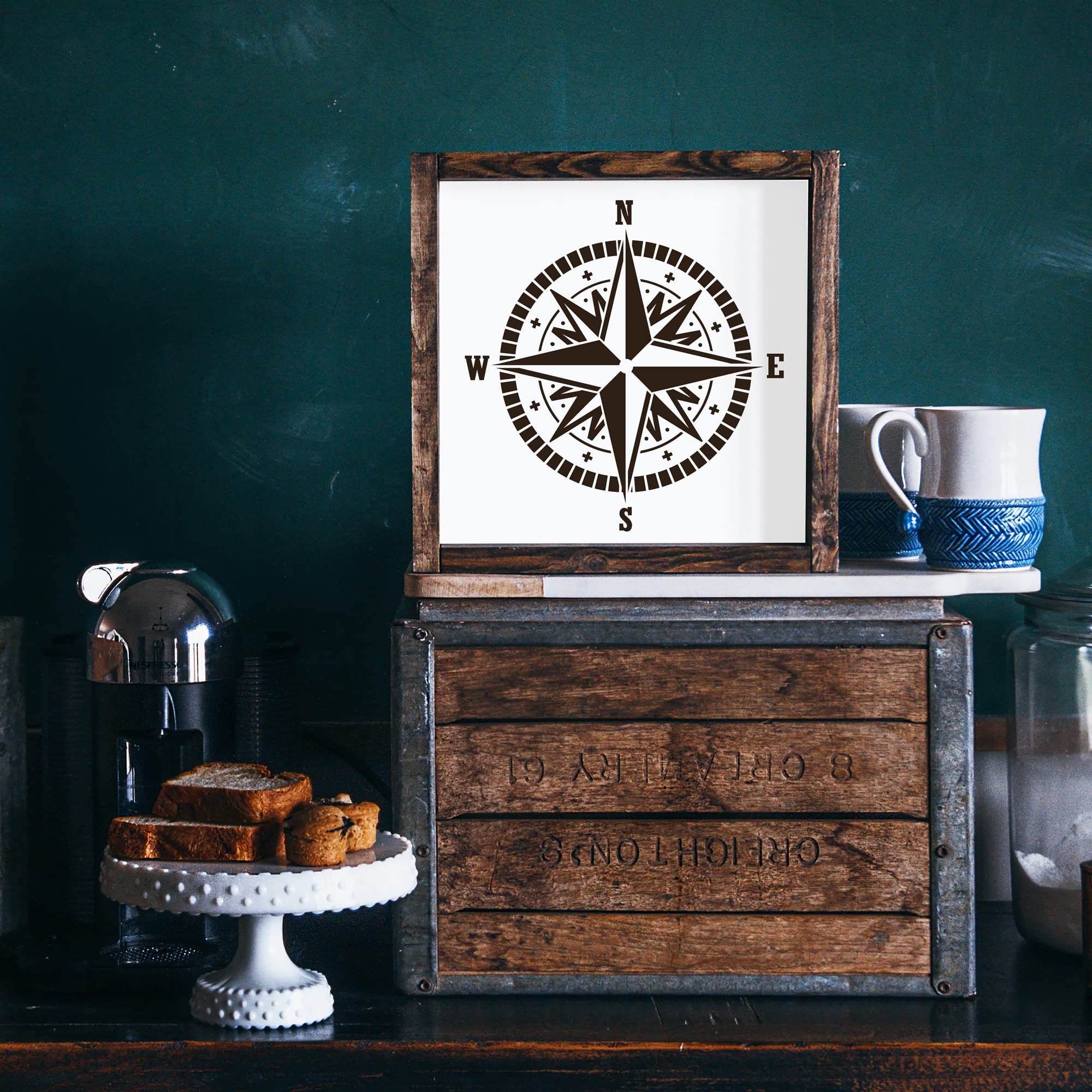 Compass Rose Stencil - Large Ocean Compass Design for DIY Nautical Decor, Wall Art, and Map Making Projects