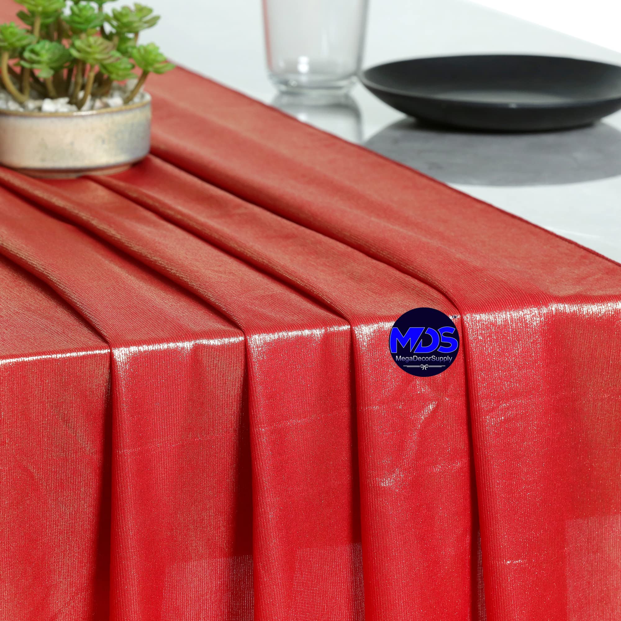 10-Pack Gold Foil Wedding Table Runners 20x120 Inch - Elegant Banquet Decor for 10ft Tables (Red) | Perfect for Wedding Receptions, Anniversary Parties & Formal Events