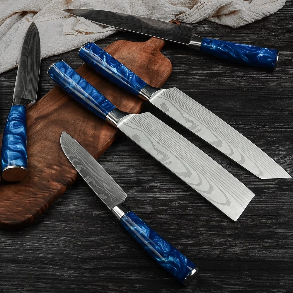 10-Piece Professional Chef Knife Set - Japanese High Carbon Stainless Steel with Damascus Pattern - Kitchen Knives for Slicing, Dicing & Chopping - Perfect for Home Cooks & Professional Chefs