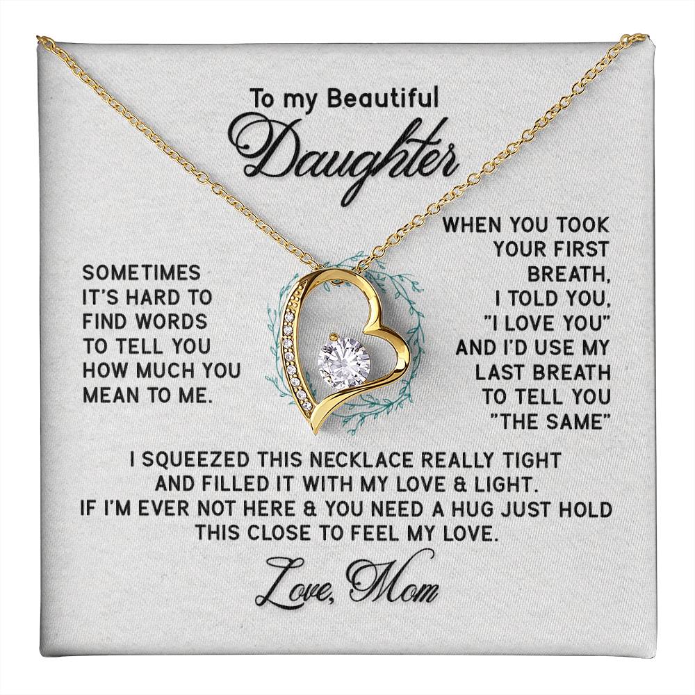 Beautiful Jewelry Necklace for Daughter - Thoughtful Gift from Mom in White or Yellow Gold Finish - Perfect for Birthdays, Graduation & Special Occasions