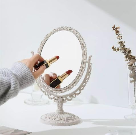 **AASA Rotatable Double-Sided Round Makeup Mirror – 360° Adjustable Standing Mirror for Bathroom & Travel, Silver, 30g (Pack of 1) – Perfect for Vanity, Dressing Table & Portable Use**