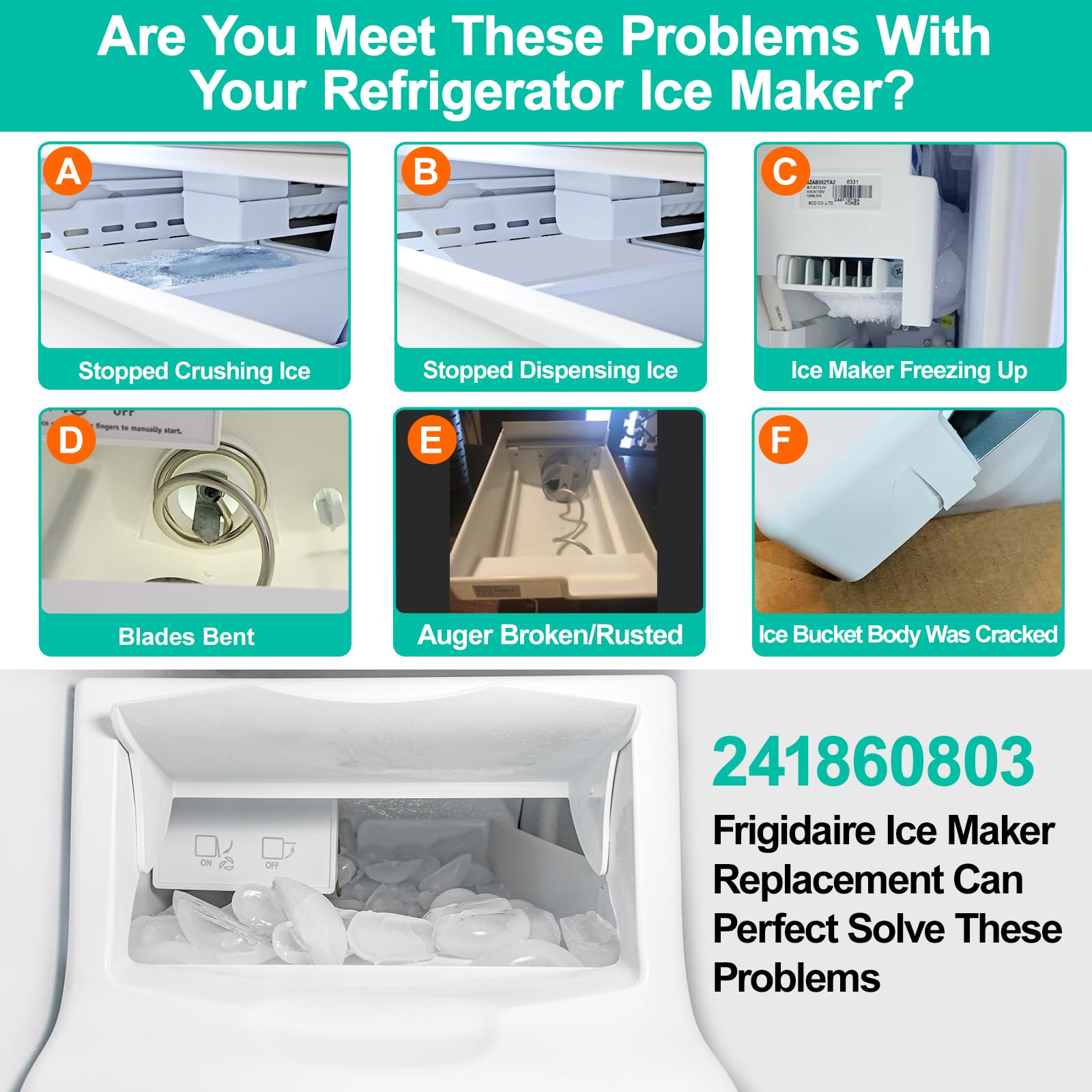 Upgraded Refrigerator Ice Bucket Assembly Replacement for Frigidaire LFSS2612TF0/LFSS2612TE0/FFSS2615TS0/FFHS2611PFEA - Compatible with AP4300918 Ice Maker Parts - Perfect for Kitchen Refrigerator Ice Storage & Dispensing