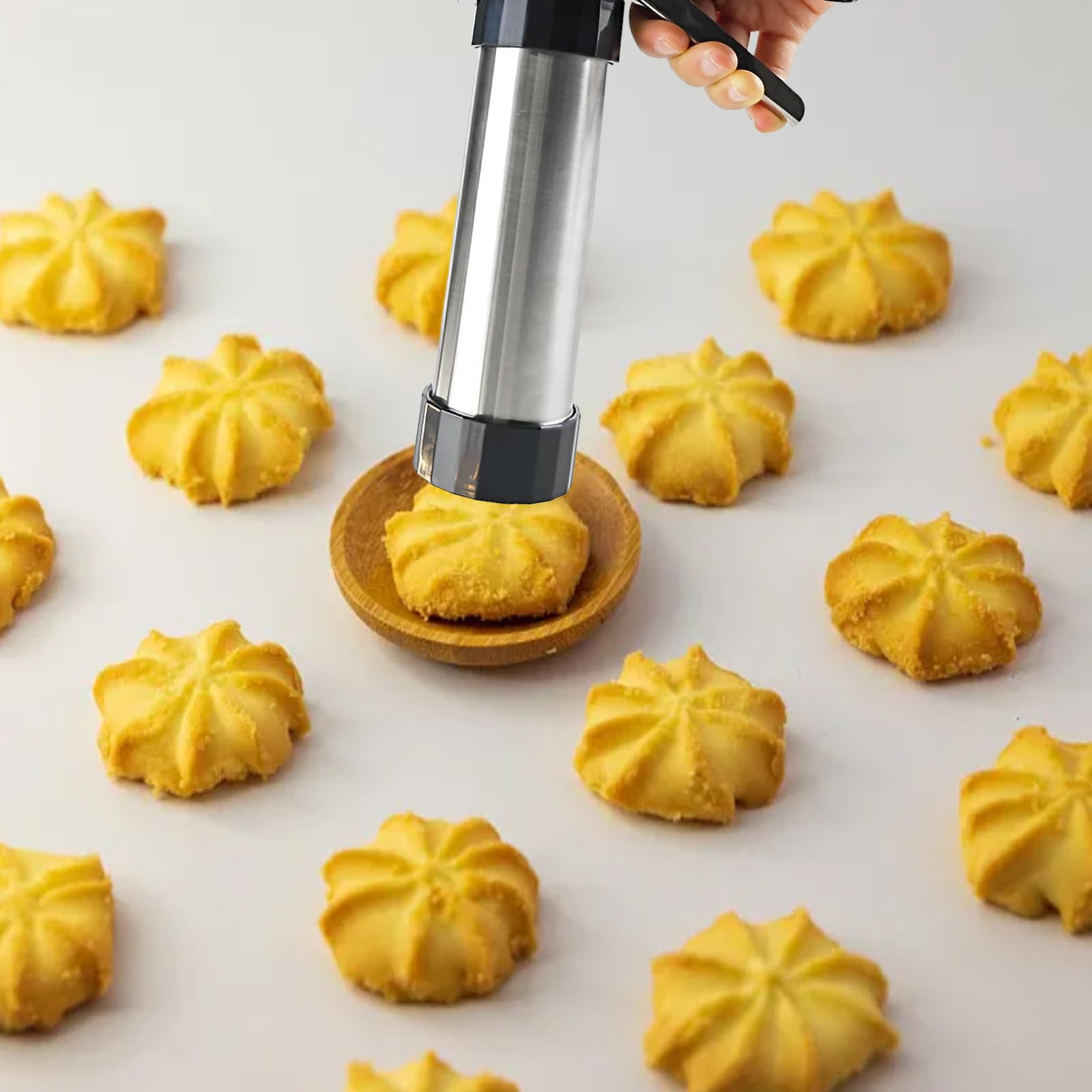 Professional Cookie Press Gun for Baking - 13 Cookie Discs & 8 Icing Nozzles Kit - Perfect for DIY Cookies, Cake Decorating & Holiday Baking
