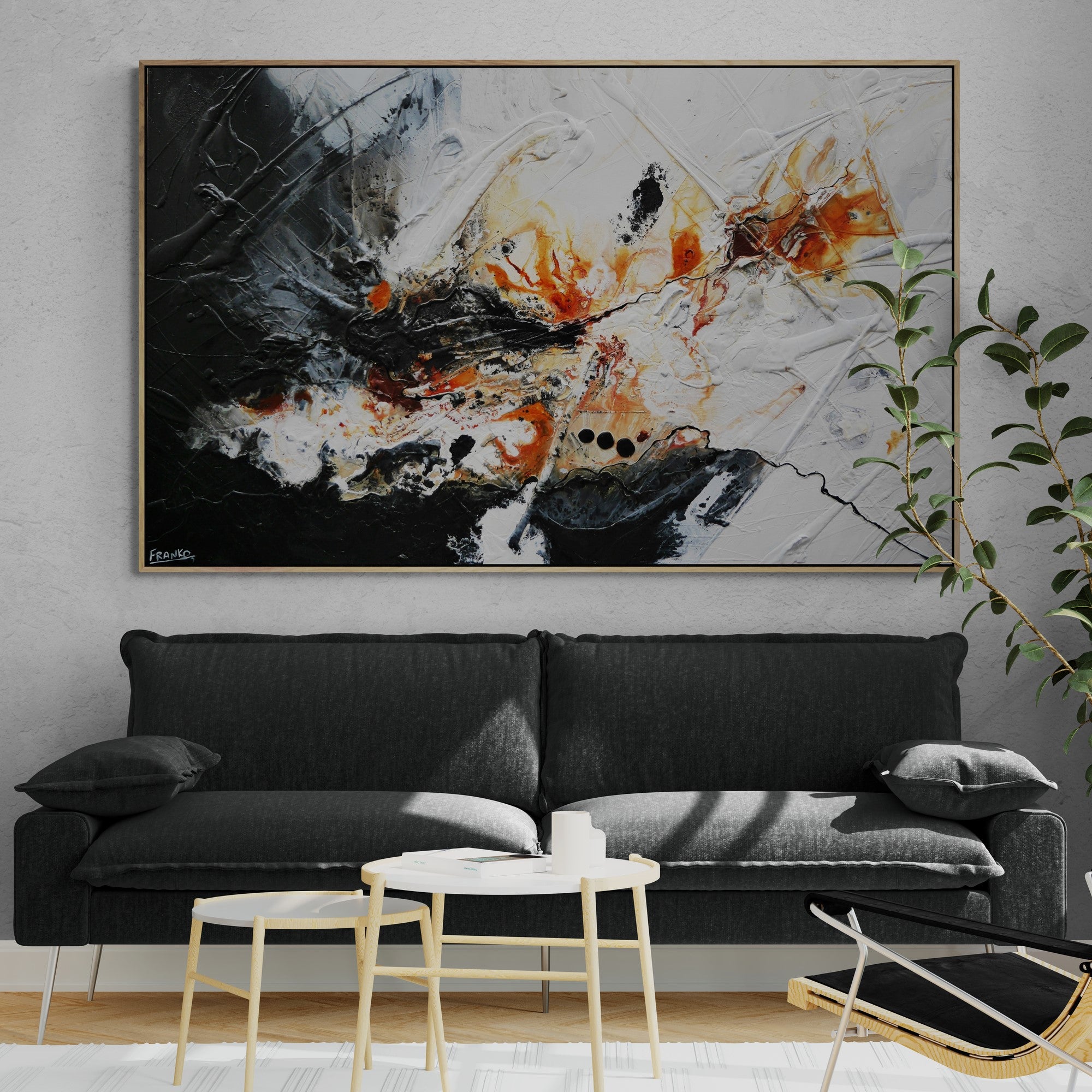 Rust and Slate 160cm x 100cm Rustic Textured Abstract Canvas Wall Art - Perfect for Living Room, Bedroom or Office Decor
