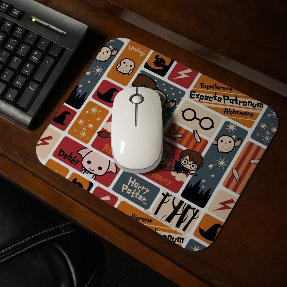 Harry Potter Cute Chibi Pattern Low Profile Thin Mouse Pad - Soft Gaming & Office Desk Mat for Computer Laptop - Perfect Gift for Fans & Anime Lovers