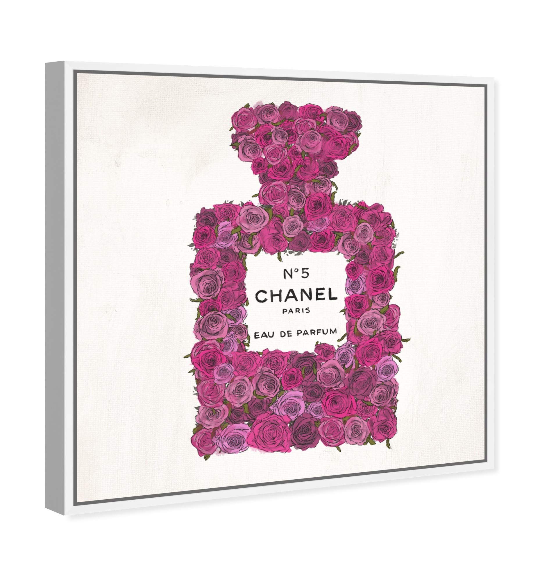 Oliver Gal Artist Co. 'Number 5 Rose' Perfume Fashion Wall Art - Elegant Framed Canvas Print for Home & Office Decor | Perfect for Living Room, Bedroom, or Luxury Gift