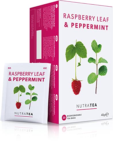 Nutra Tea - Raspberry Leaf & Peppermint Herbal Tea for Pregnancy - 20 Tea Bags - Supports Women's Health & Uterine Wellness - Perfect for Expectant Mothers & Relaxation Time