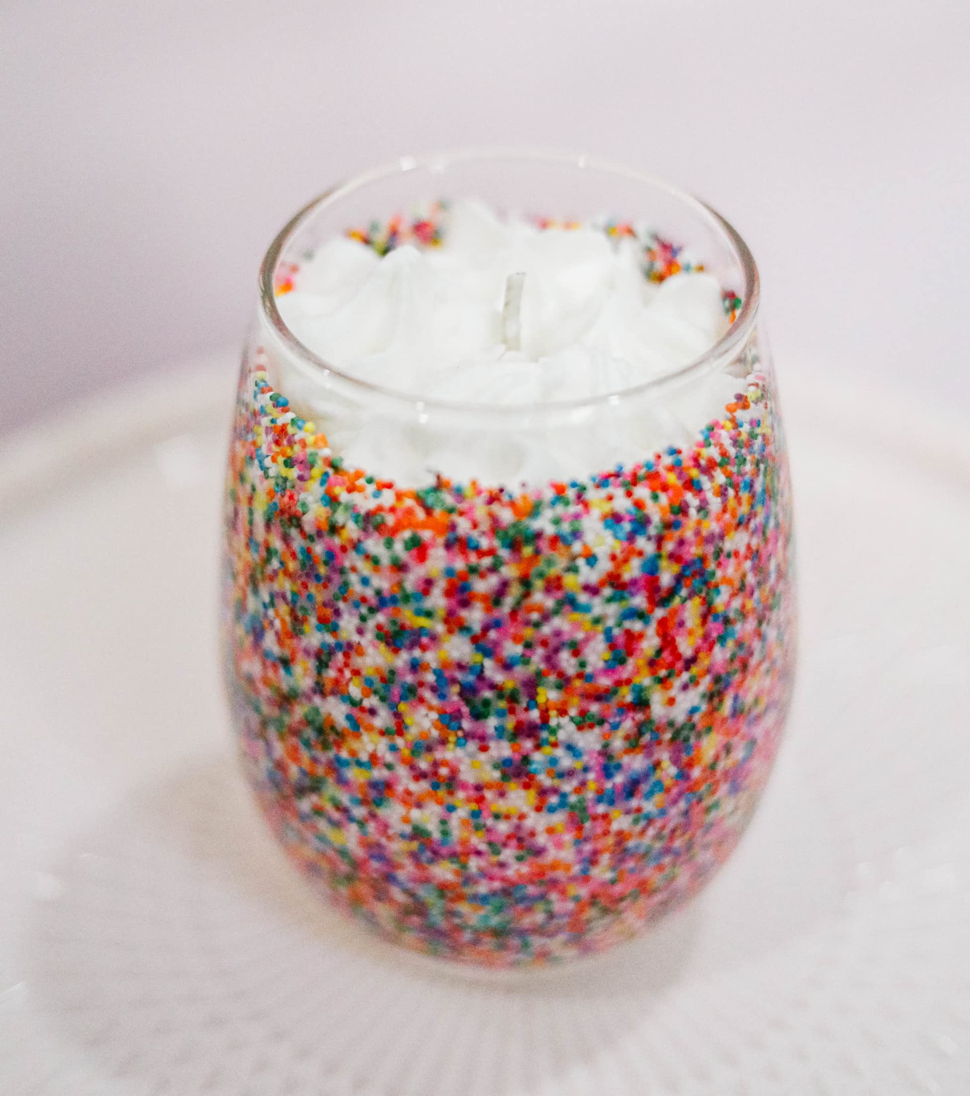 Lucky You Candle Co. 20oz Birthday Cake Scented Soy Wax Candle in Wine Glass - Sweet Sprinkles Fragrance for Home Decor, Romantic Dinners & Gift Giving