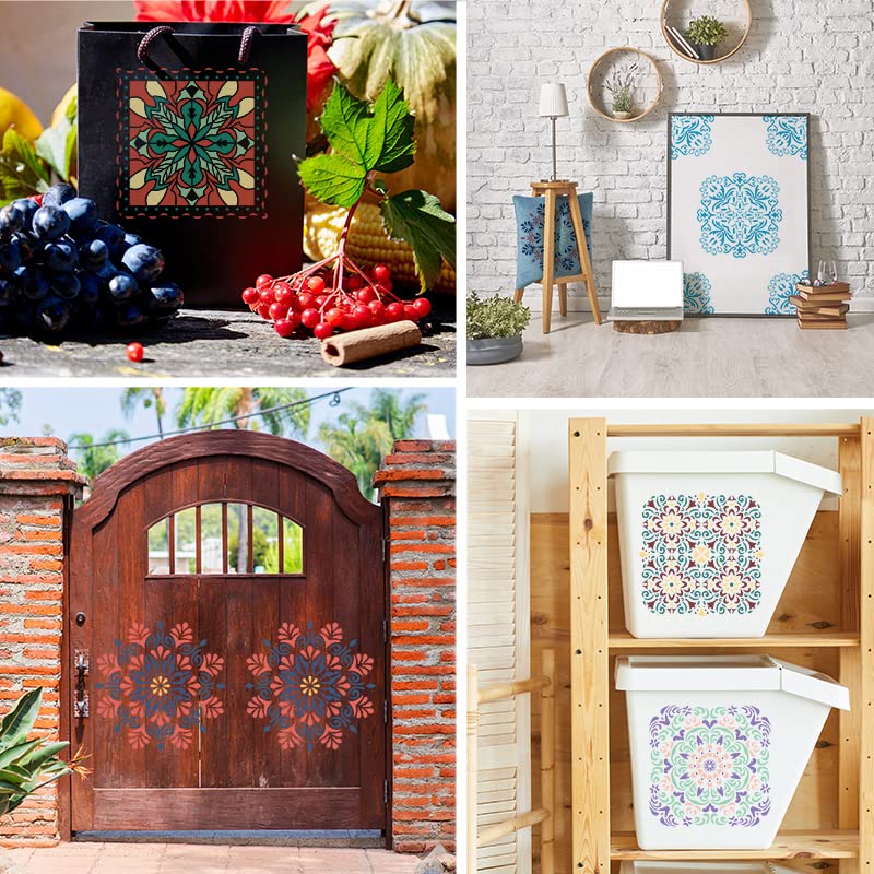 Reusable 6 Inch Mandala Stencils for Painting on Wood, Wall, Floor, Furniture, Tile & Fabric - Rock Painting Templates for Crafts & Rangoli Art - Perfect for DIY Home Decor, Wall Art & Creative Projects