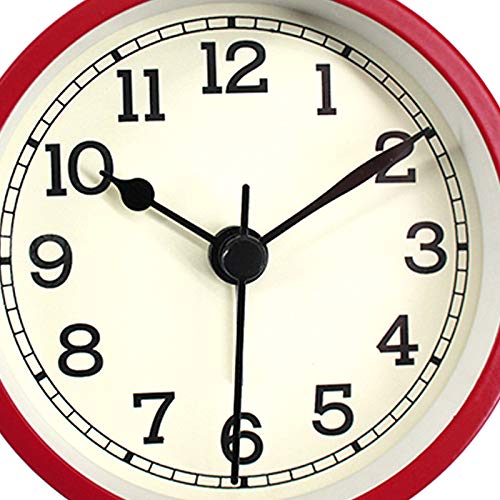3 Inch Round Silent Non-Ticking Analog Alarm Clock - Battery Operated Quartz Desk Clock for Bedroom, Office, Dorm & Travel