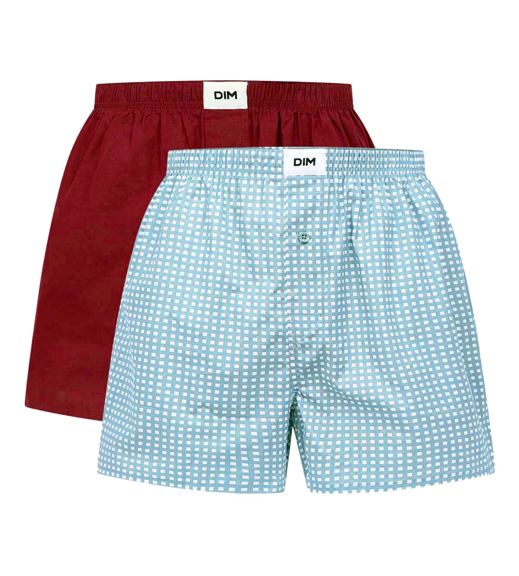 Organic Cotton Men's Boxer Briefs 2-Pack - Red & Green Gingham Checkered Pattern by Dim Good - Soft & Breathable Underwear for Everyday Comfort & Style