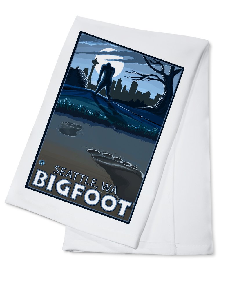 Bigfoot Tea Towel 100% Cotton - Decorative Hand Towel for Kitchen & Home - Perfect for Dish Drying, Gift Giving & Cabin Decor (Seattle, Washington Design)