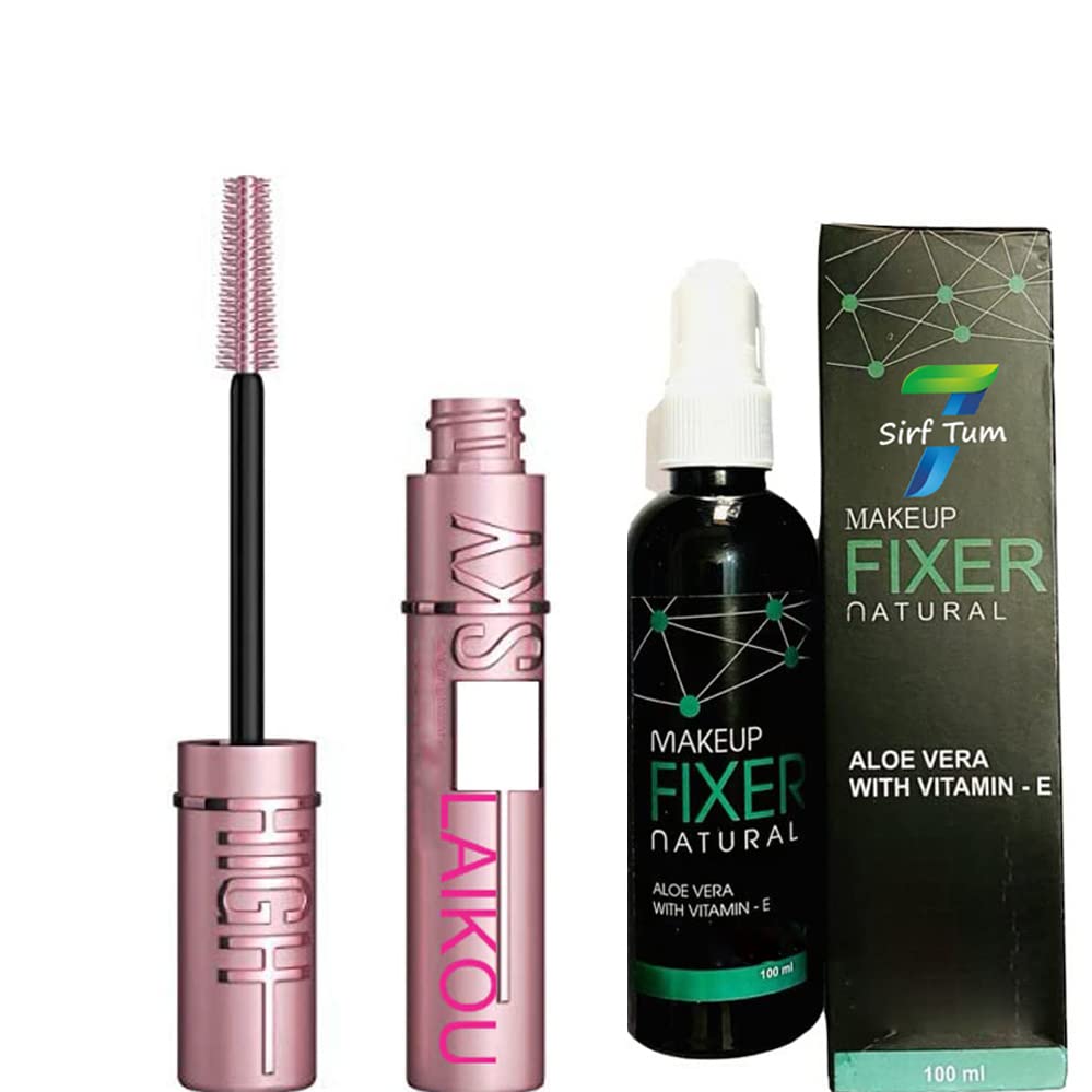 Natural Look Sky High Volume Up Mascara - Easy Curling Waterproof with Aloe Vera & Vitamin E (Pack of 2) - Perfect for Daytime Wear & Night Out Makeup