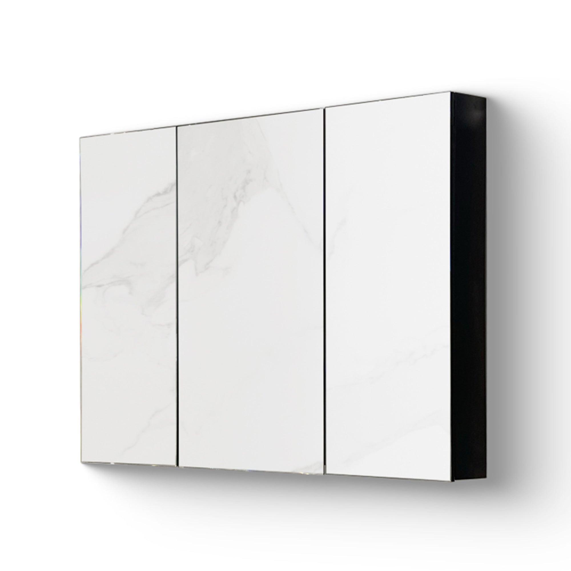 39 x 28 Inches Black Iron Wall Mounted Medicine Cabinet with Mirror - Perfect for Bathroom Storage & Organization