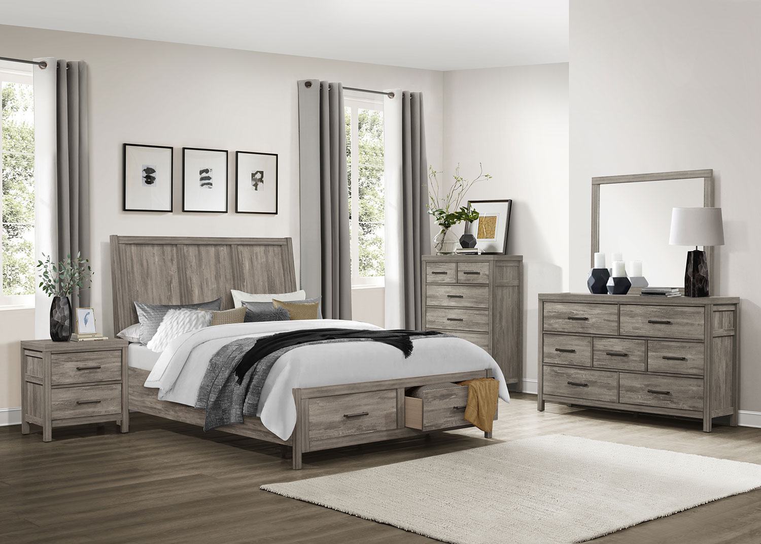 Bainbridge Night Stand - Weathered Grey Finish - Bedside Table for Bedroom, Living Room, or Office - Compact Storage with Modern Style