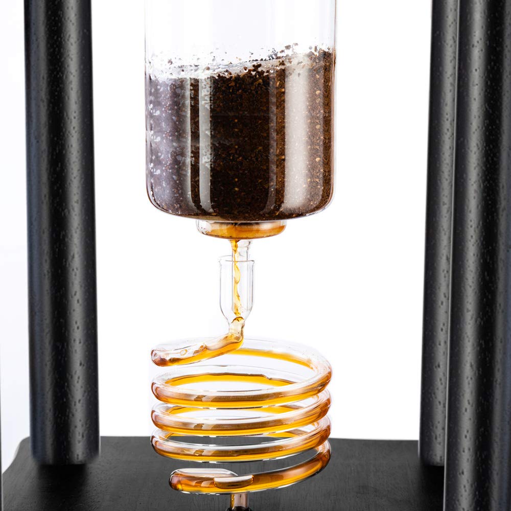 YAMA 25-Cup Cold Brew Coffee Maker Tower - Premium Iced Coffee Maker with Glass Carafe & Stainless Steel Filter (Black) - Perfect for Home, Office, or Cafe Use
