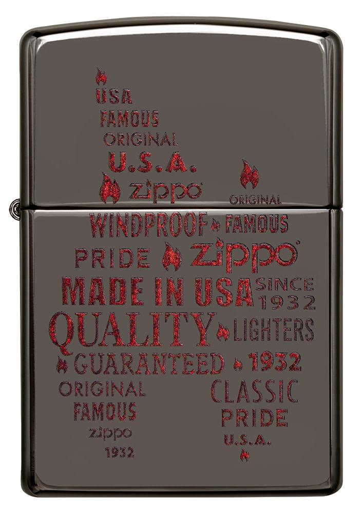 Stylish Typographic Zippo Lighter with Artistic Flame Design - Perfect for Outdoor Adventures, Camping & Gift Giving