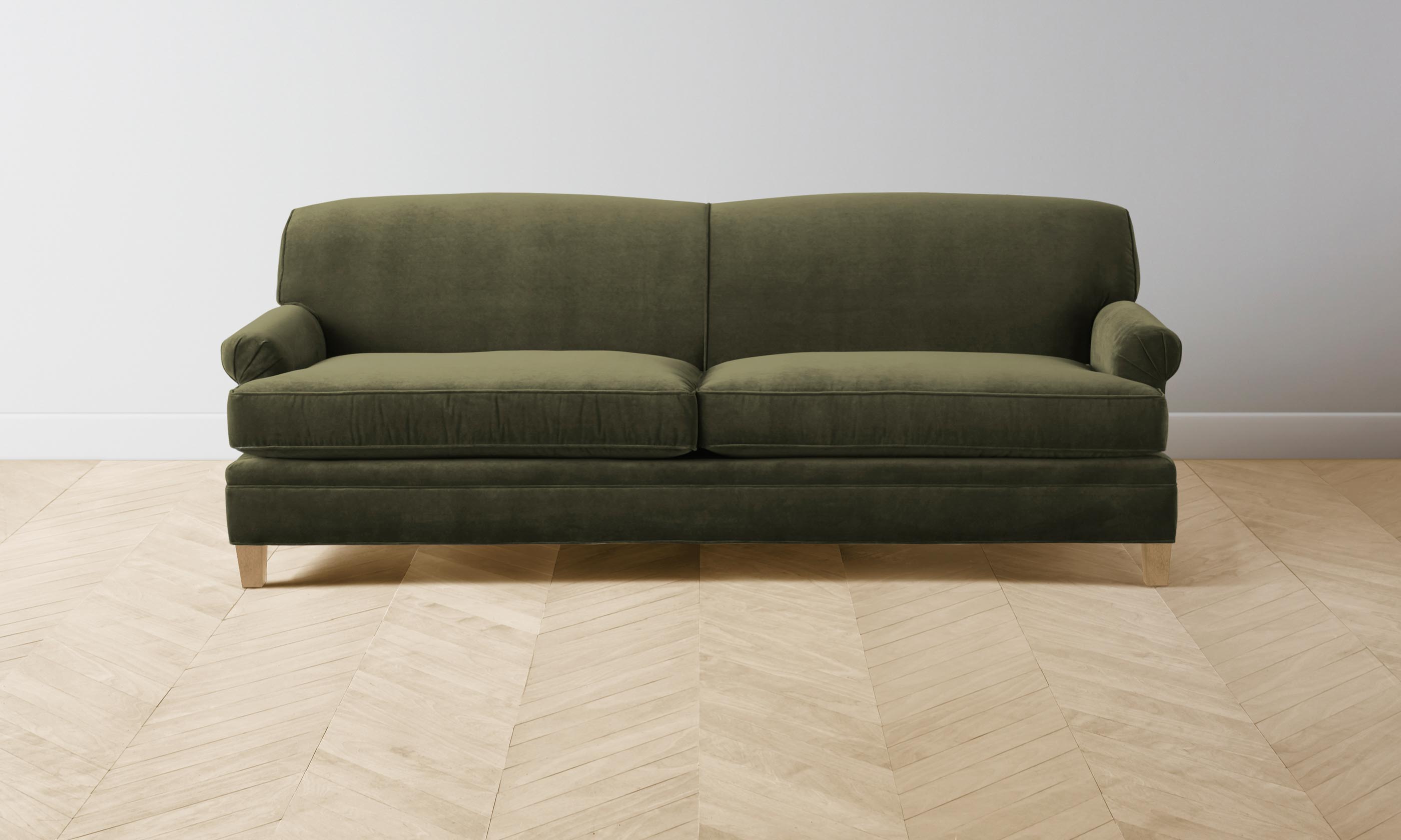 Carmine Sofa - Luxurious Performance Velvet Upholstery in Olive Green | Perfect for Living Room, Lounge & Modern Home Decor