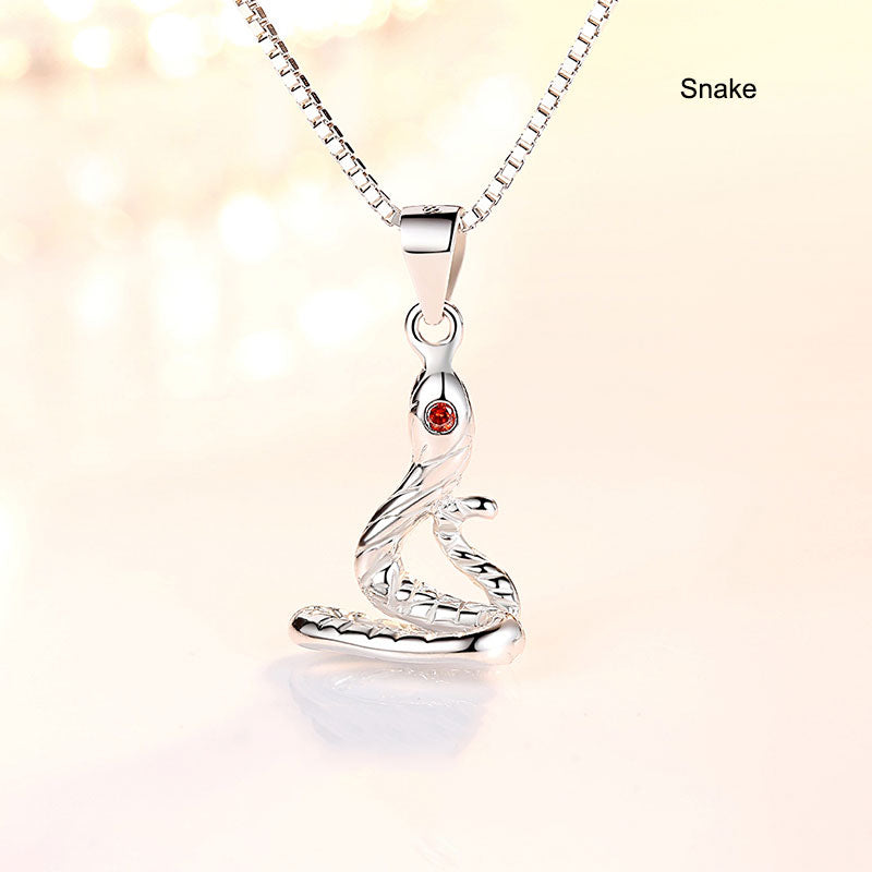 12 Zodiac Animals Silver Pendant Necklace - Sterling Silver Zodiac Sign Jewelry for Women - Perfect Christmas, Birthday Gift for Her - Ideal for Daily Wear, Special Occasions & Gifting
