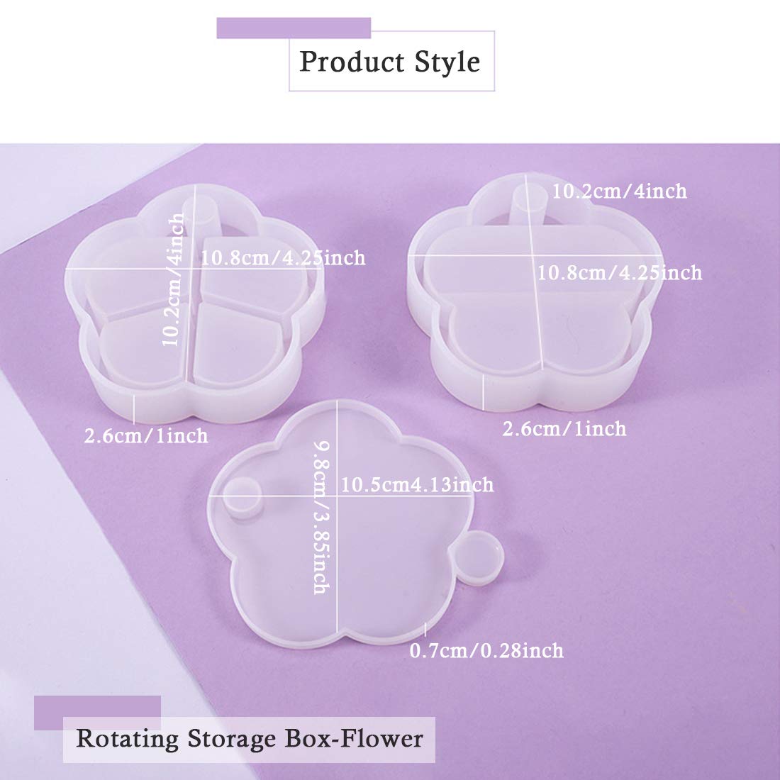 FineInno Rotating Resin Box Molds - Flower Shaped Silicone Jewelry Box Molds for DIY Crafting, Multi-Tiered Storage Organizer & Tower Molds for Jewelry Trays - Perfect for Resin Art, Jewelry Making & Home Organization