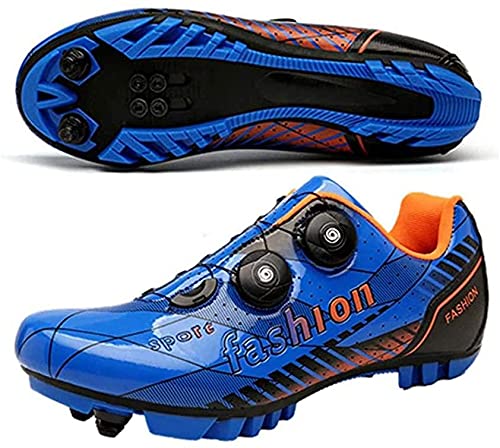 VIIPOO Men's & Women's MTB Cycling Shoes - Professional Breathable Self-Locking Road Bike Shoes, Lightweight Design, EU 36 (Blue) - Perfect for Mountain Biking, Road Cycling & Indoor Training