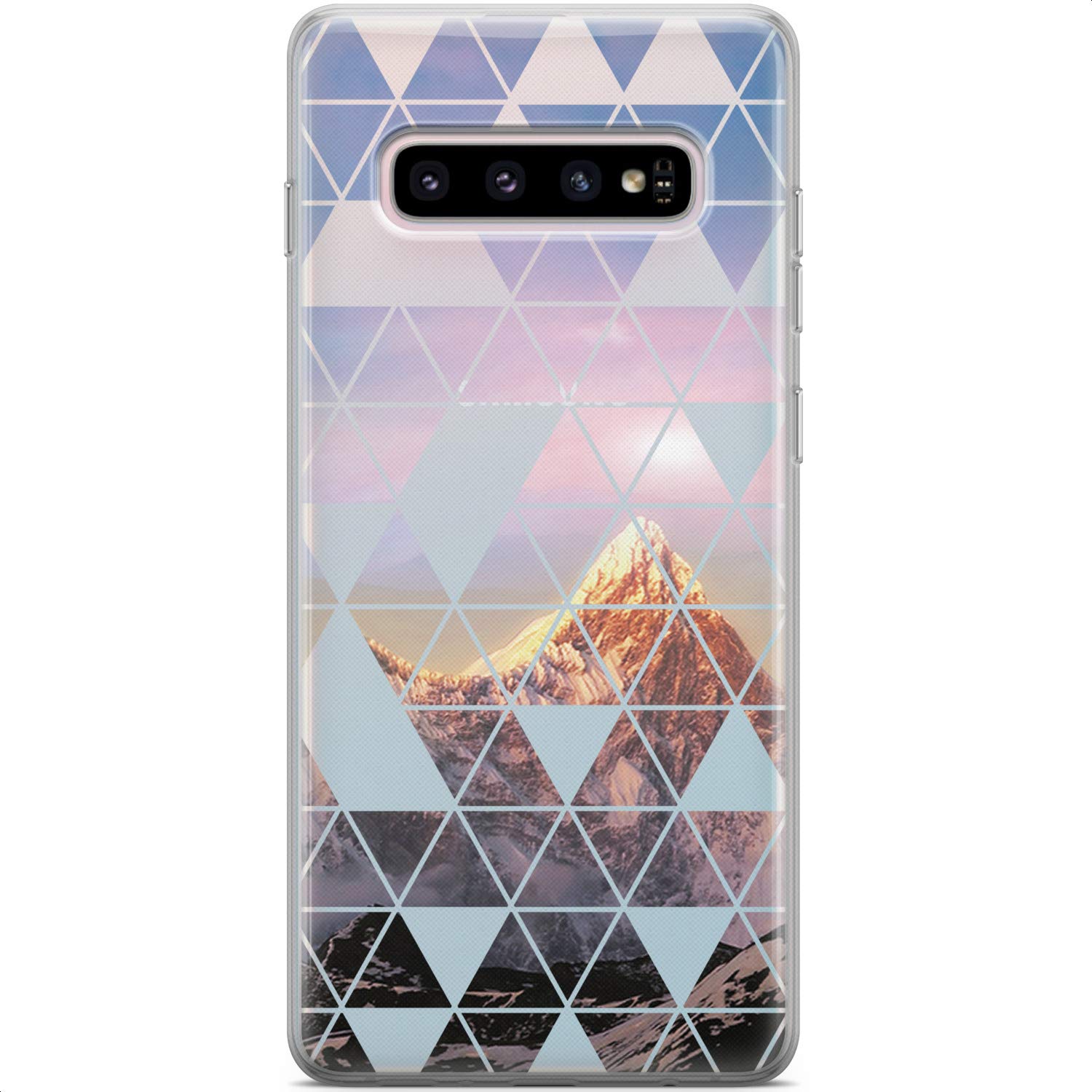 Samsung Galaxy S24 S23 Ultra S22 5G Plus S21 FE S20 S10 Phone Case - Slim Lightweight TPU Silicone Protective Cover with Mountain Triangle Geometric Design | Perfect for Outdoor Adventures, Travel & Everyday Use