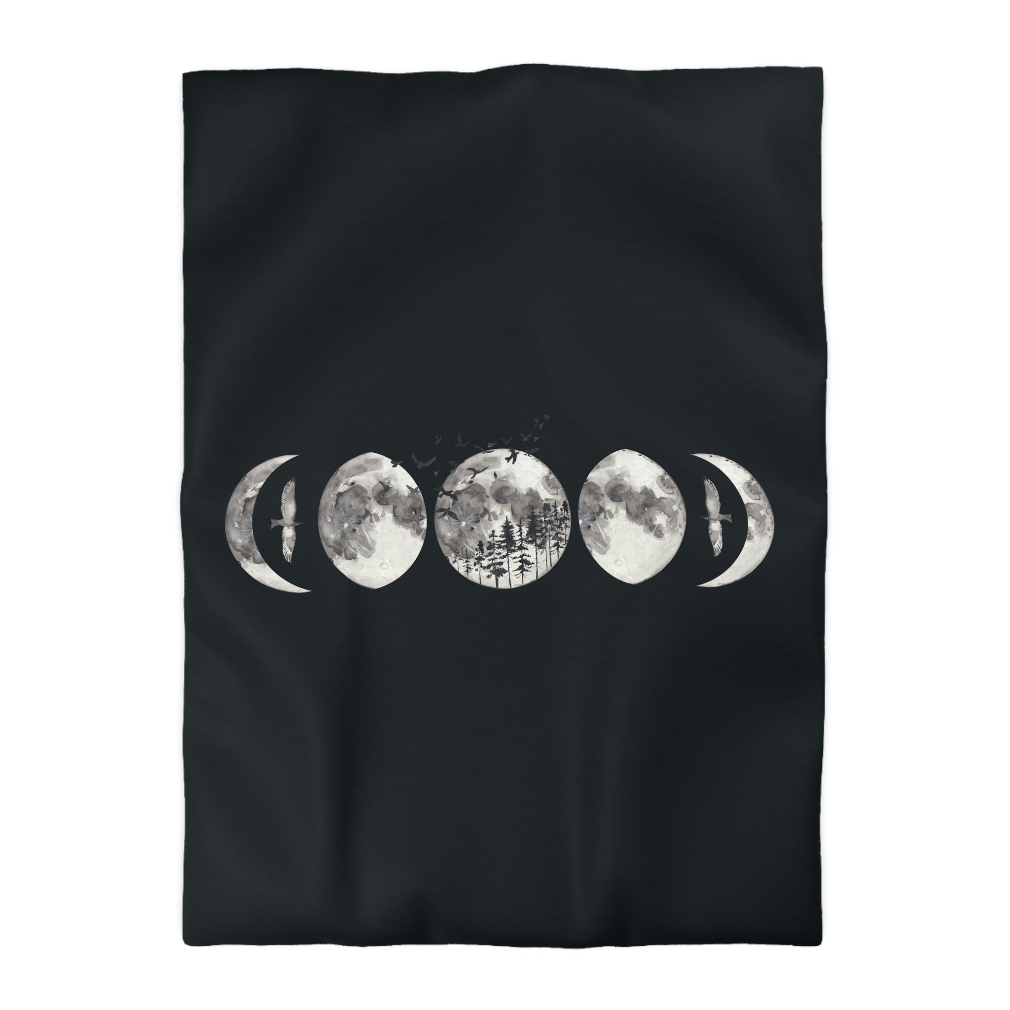 Moon Phases Microfiber Duvet Cover Set - Celestial Themed Bedding for Cozy Bedrooms | Perfect for Astronomy Lovers & Stargazing Decor